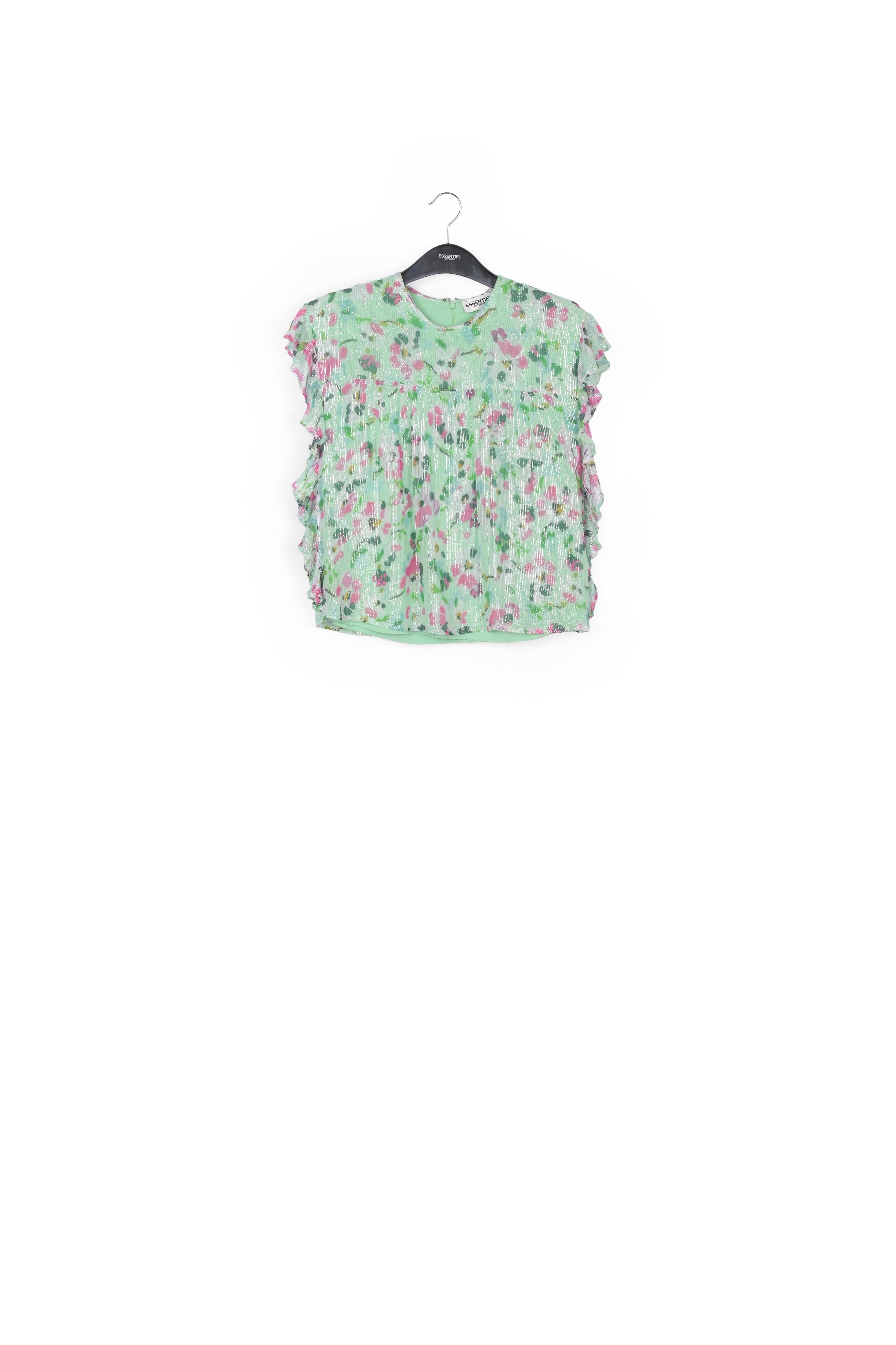 Mint green floral-print top RE—SSENTIEL | Essentiel second hand