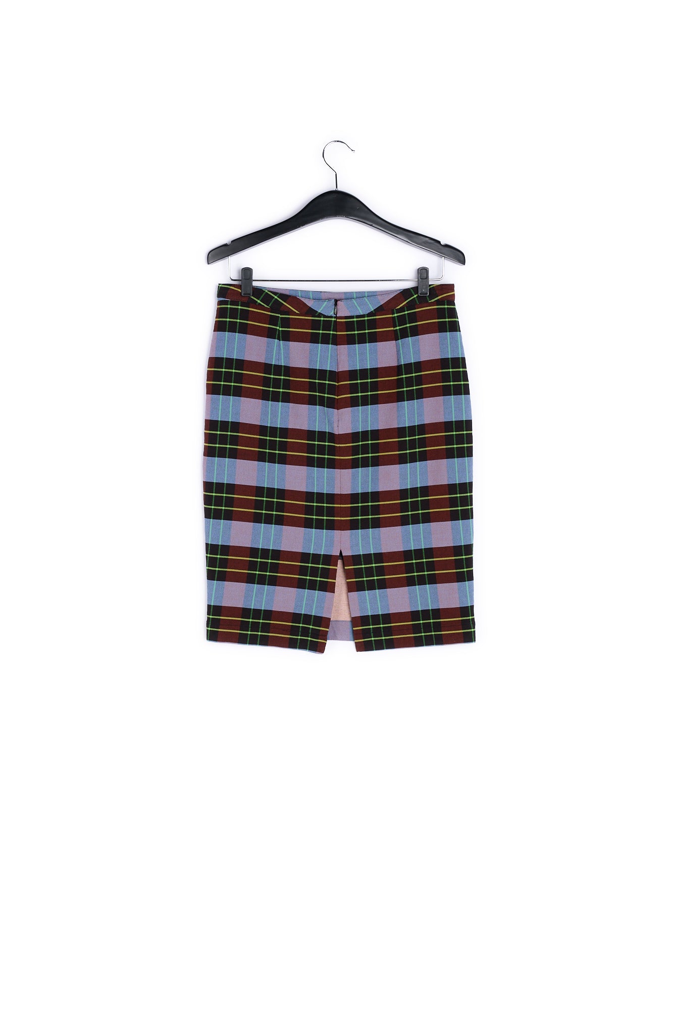 Light blue, burgundy and black plaid midi skirt RE—SSENTIEL | Essentiel second hand