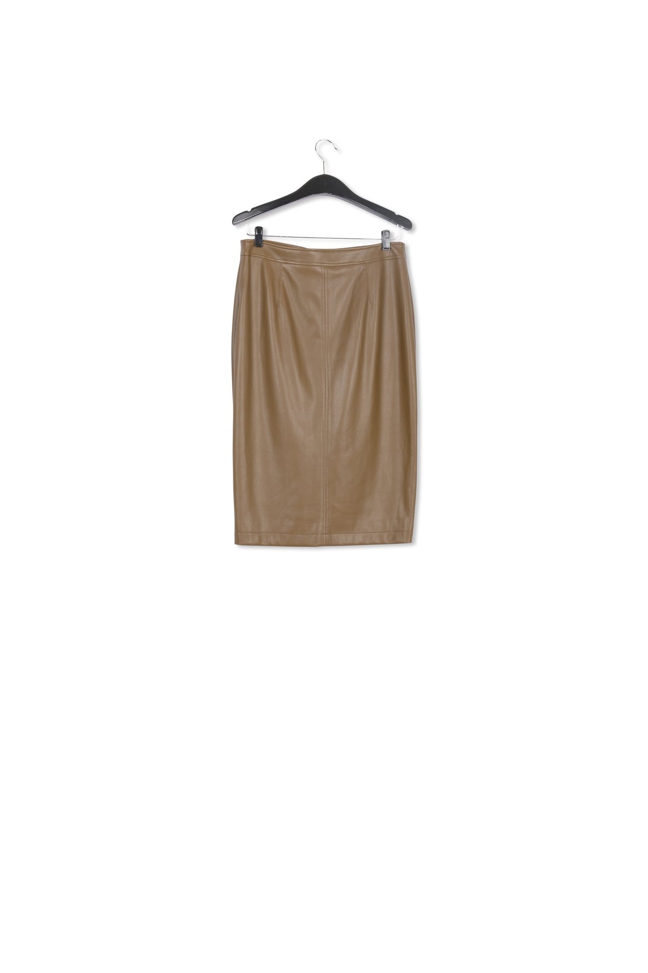 Khaki faux leather pencil skirt RE—SSENTIEL | Essentiel second hand
