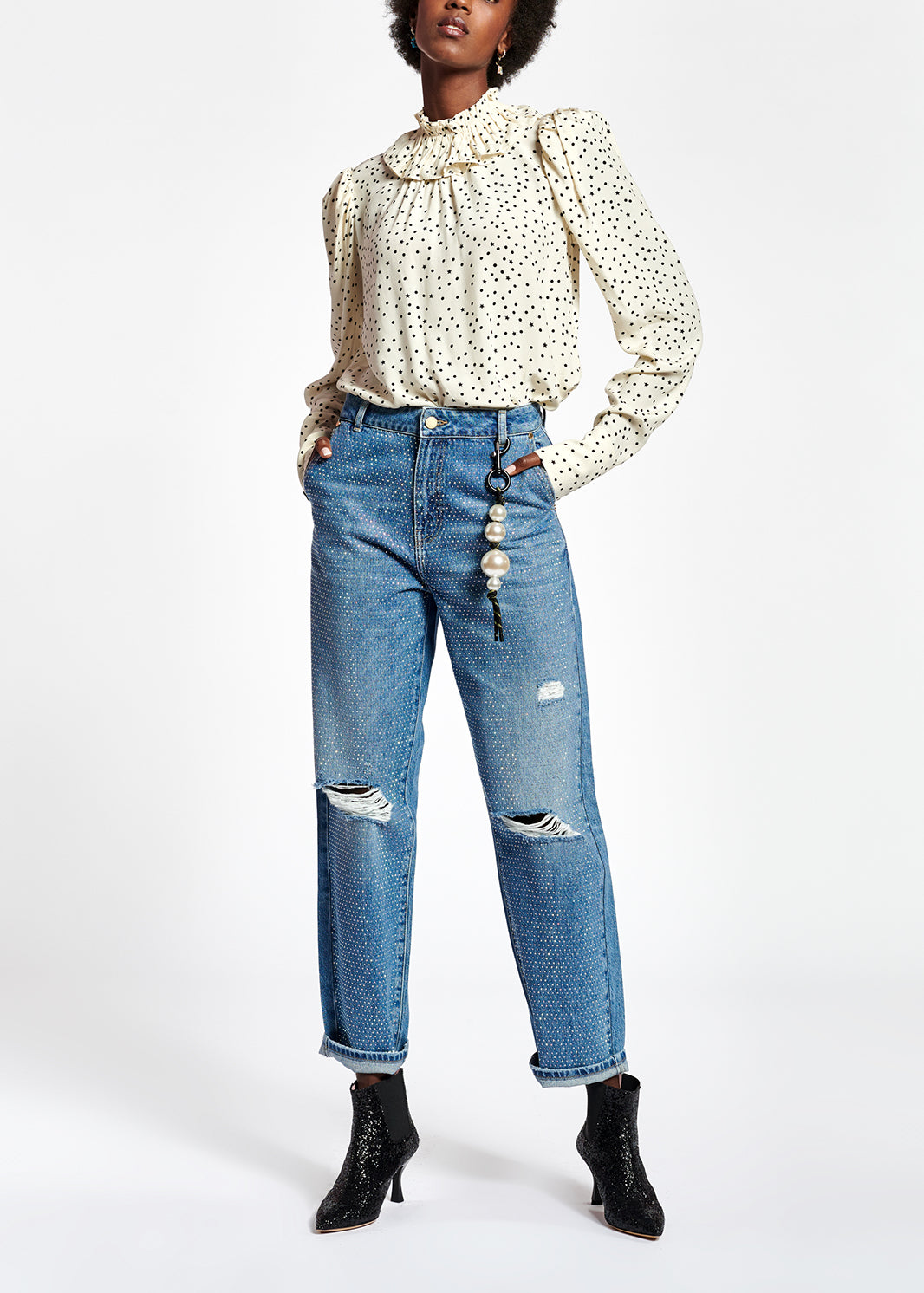 Off-white polka dot top RE—SSENTIEL | Essentiel second hand