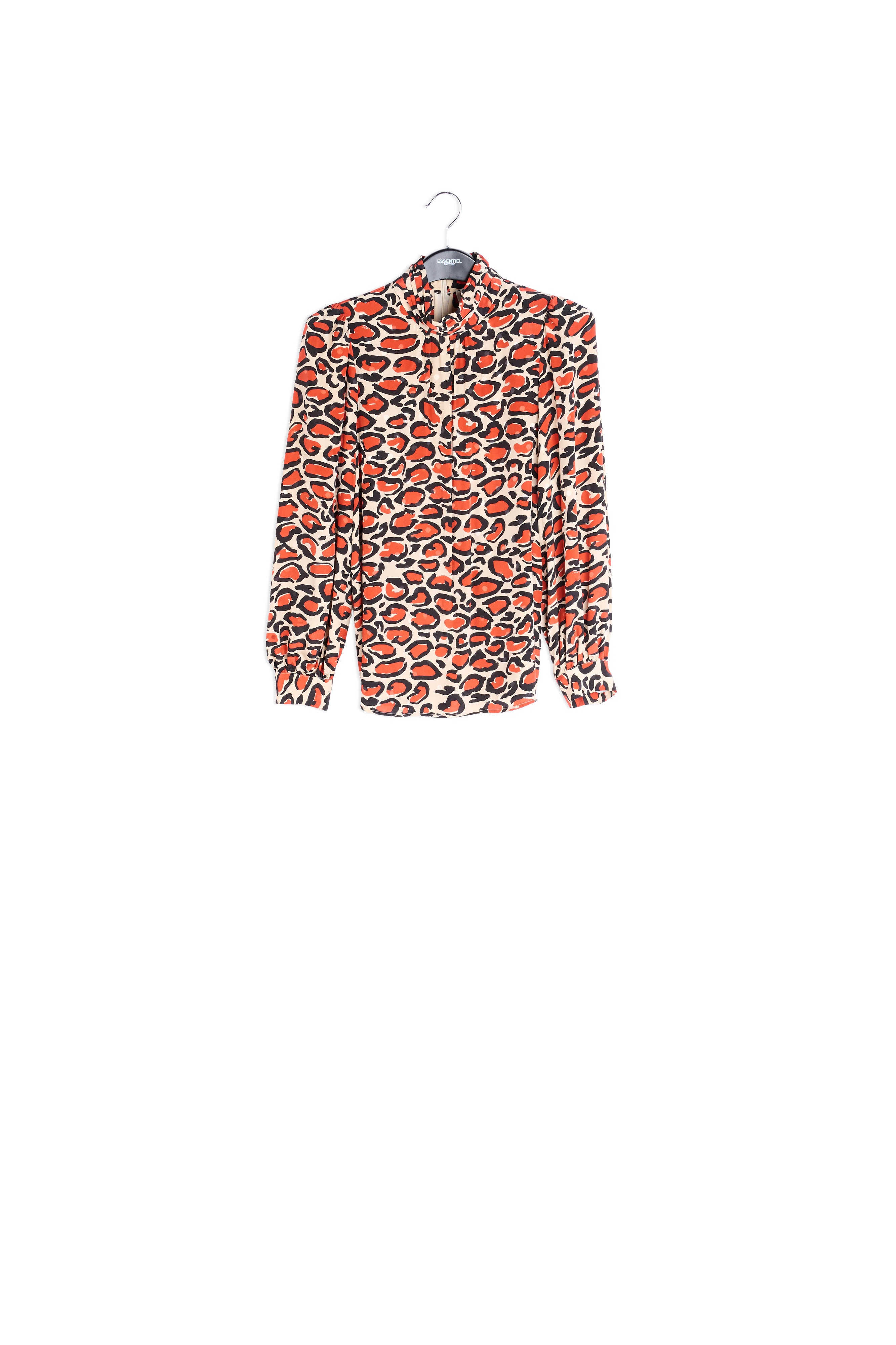 Top écru à col roulé en soie à imprimé léopard RE—SSENTIEL | Essentiel second hand