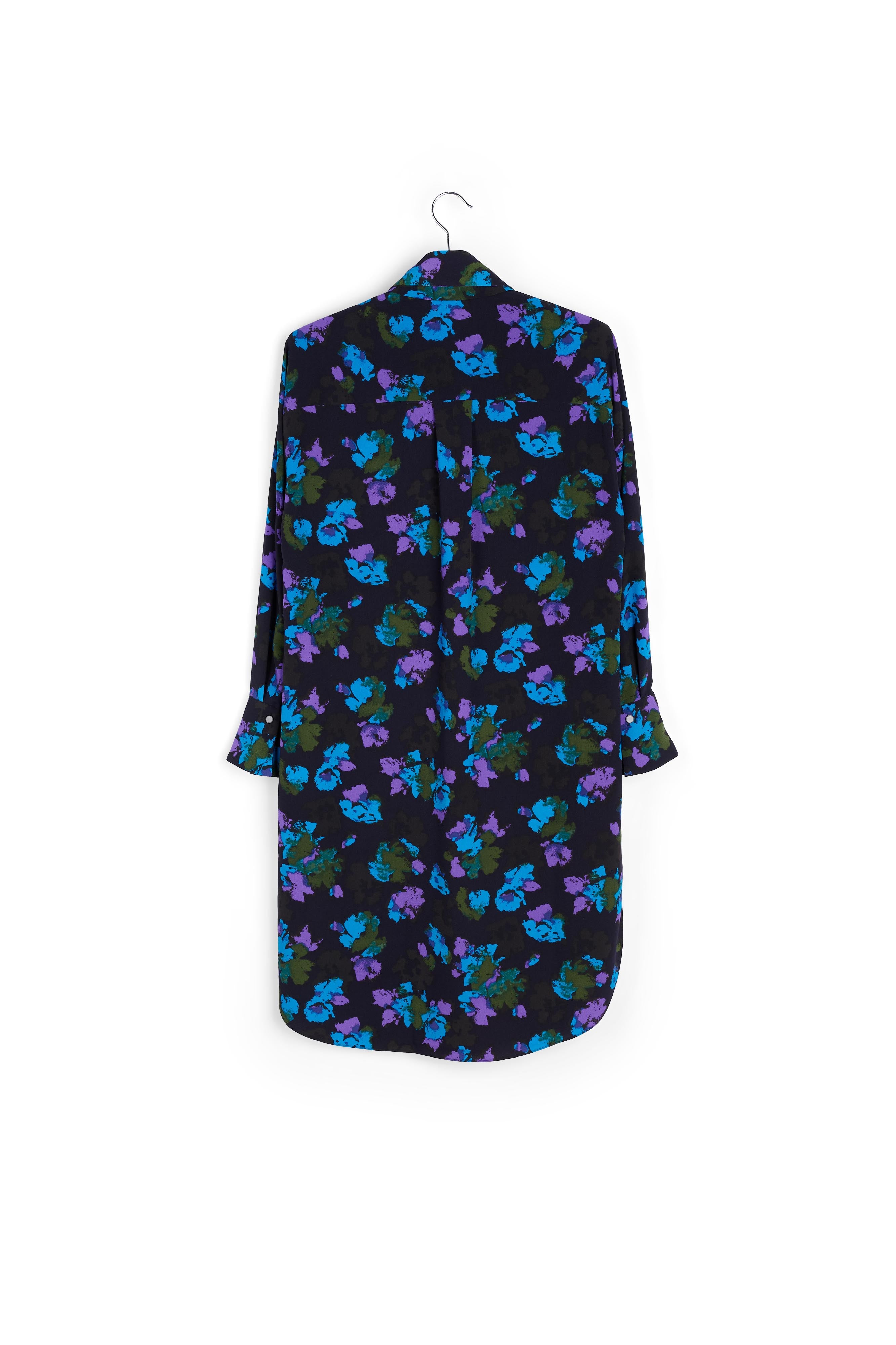 Black and red floral print midi shirt dress RE—SSENTIEL | Essentiel second hand