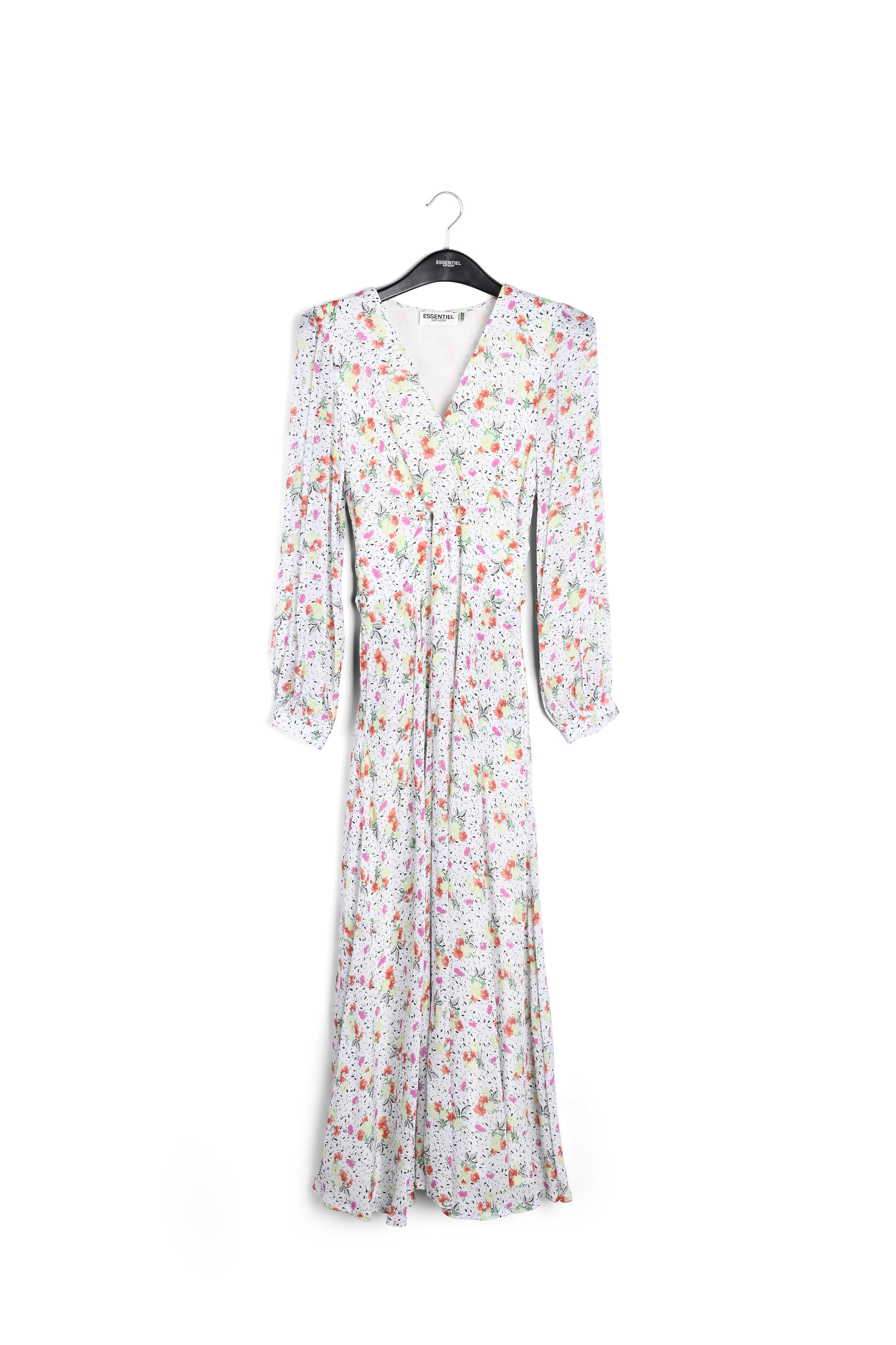 Robe maxi portefeuille blanc cassé à fleurs RE—SSENTIEL | Essentiel second hand