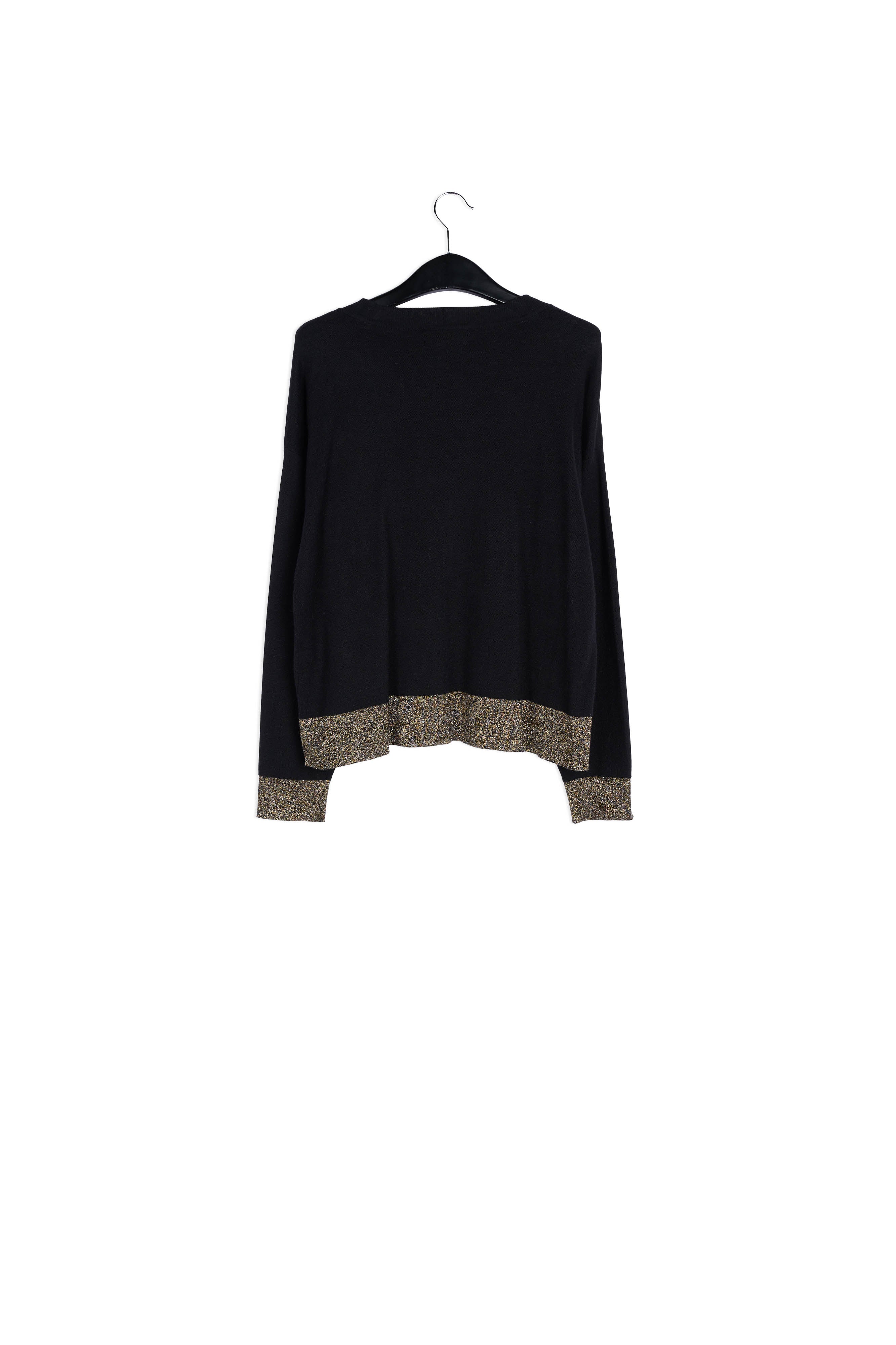 Black and gold v-neck boxy sweater RE—SSENTIEL | Essentiel second hand