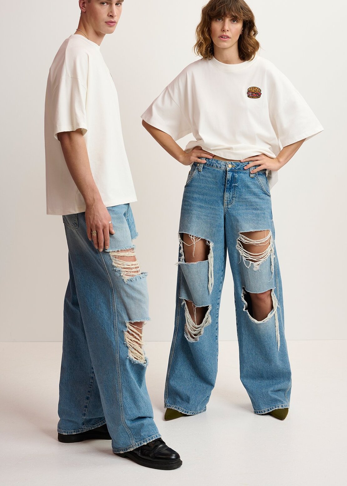 Distressed wide-leg blue jeans RE—SSENTIEL | Essentiel second hand