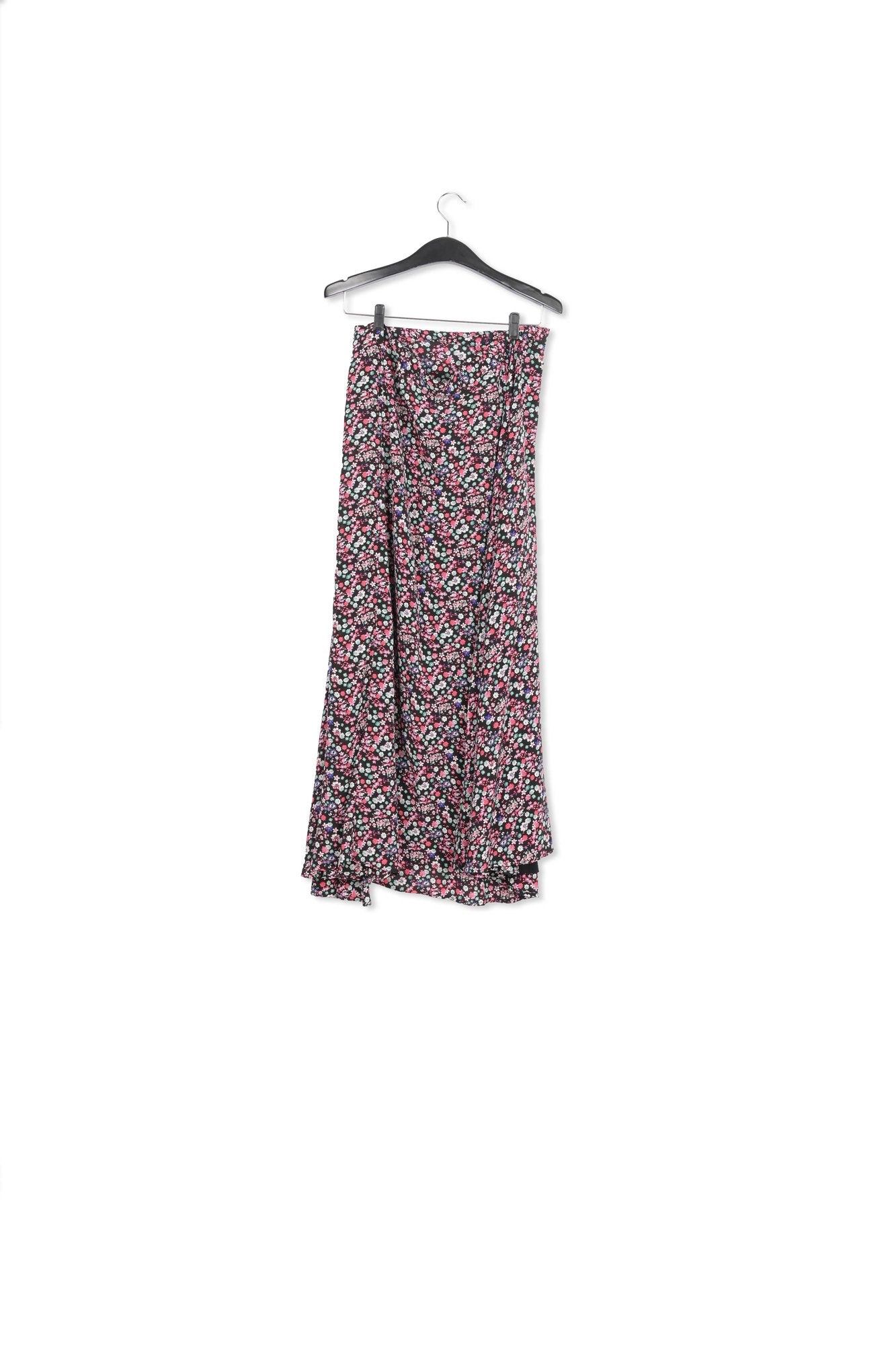 Black floral-print wrap maxi skirt RE—SSENTIEL | Essentiel second hand
