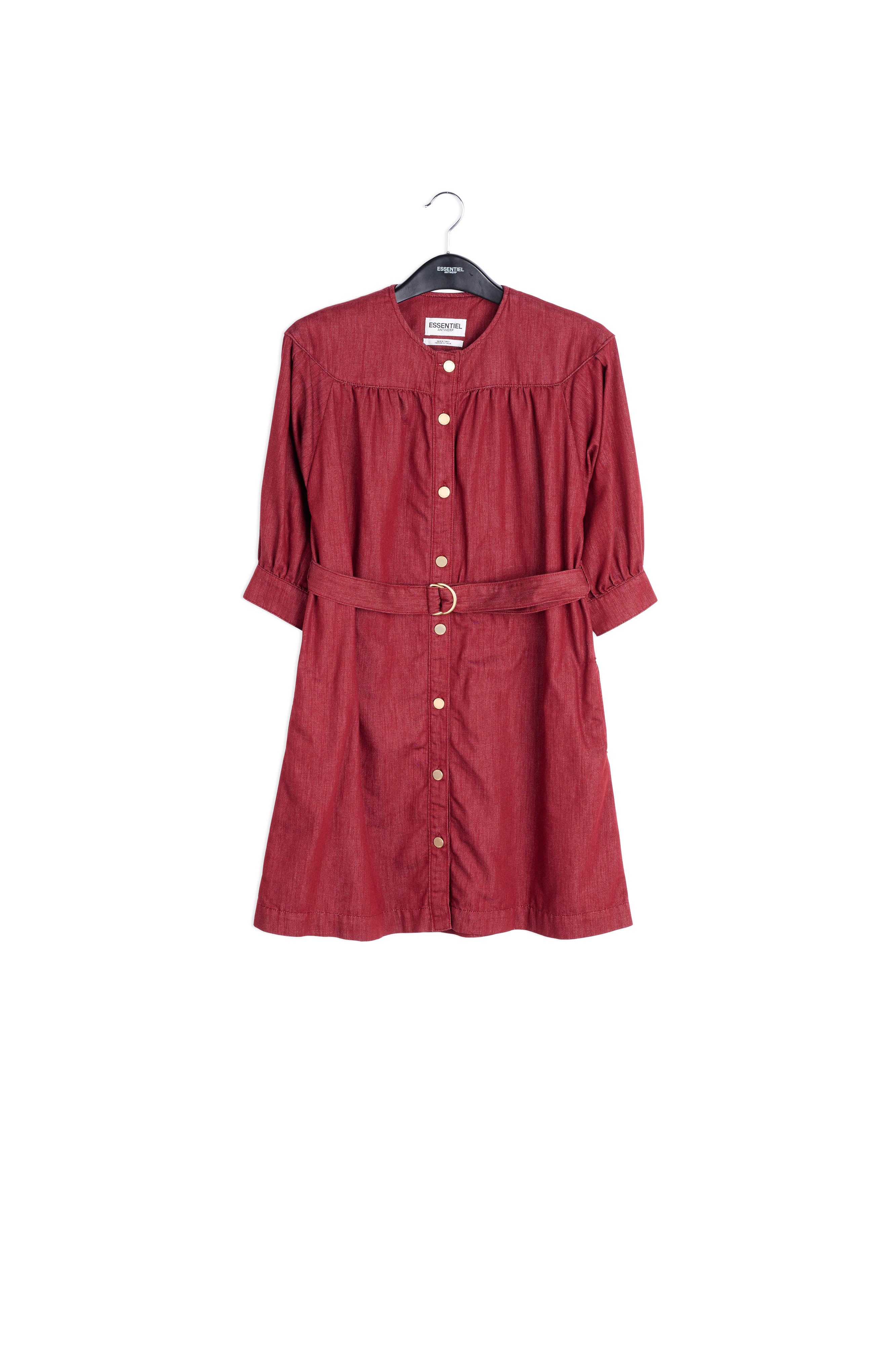 Bordeaux mini-jeansjurk RE—SSENTIEL | Essentiel second hand