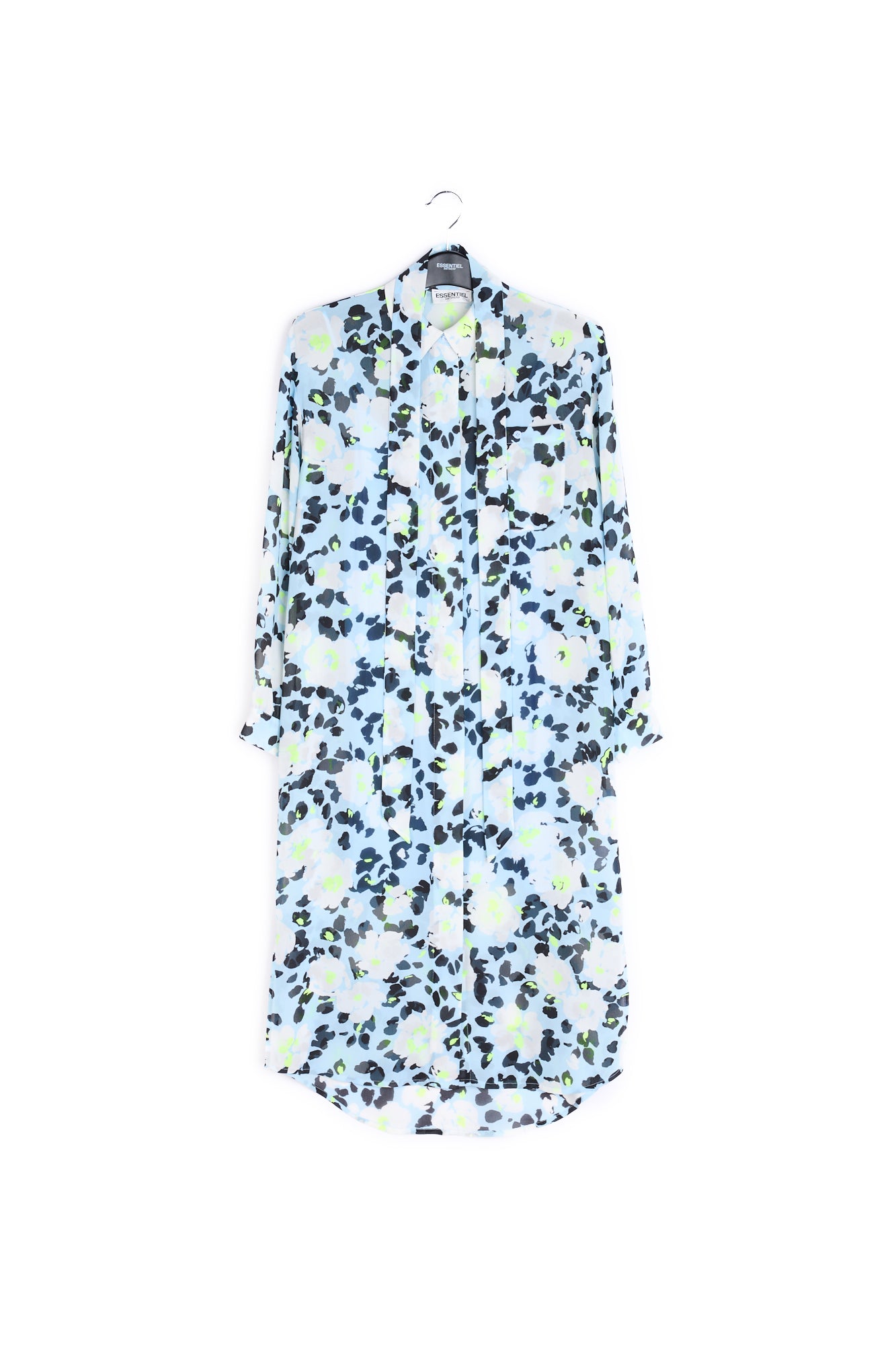 Light blue floral-print shirt dress RE—SSENTIEL | Essentiel second hand