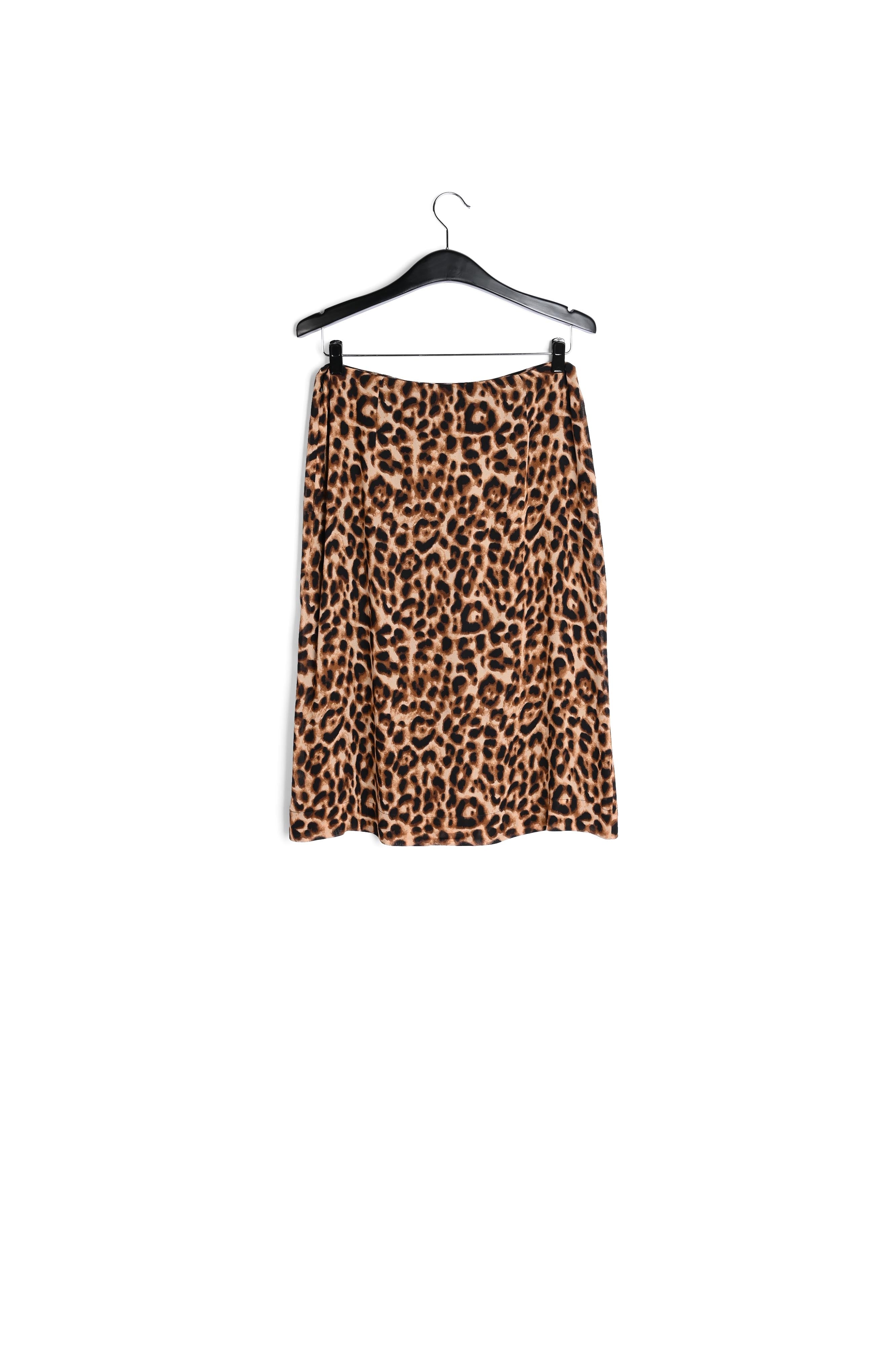 Jupe brune mi-longue à imprimé léopard RE—SSENTIEL | Essentiel second hand