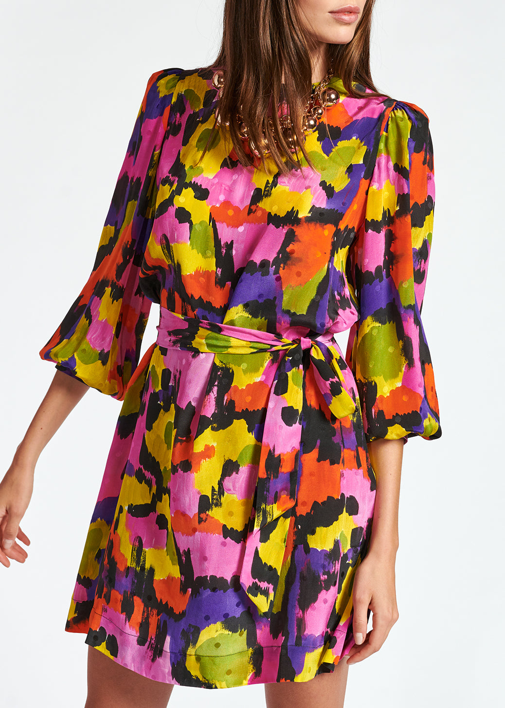 Mini robe en jacquard de soie multicolore RE—SSENTIEL | Essentiel second hand