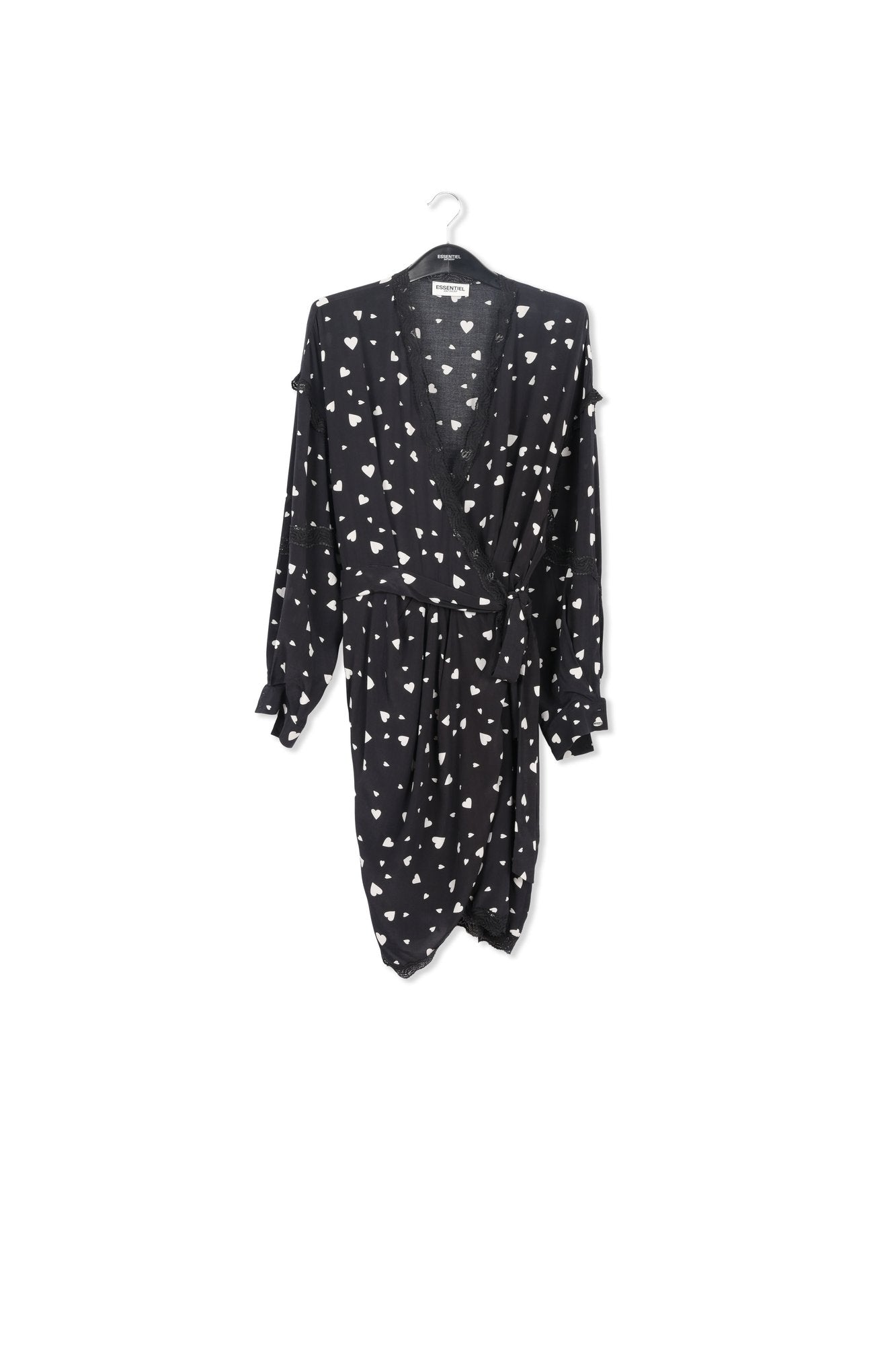 Mini robe cache-coeur noire à  coeurs RE—SSENTIEL | Essentiel second hand