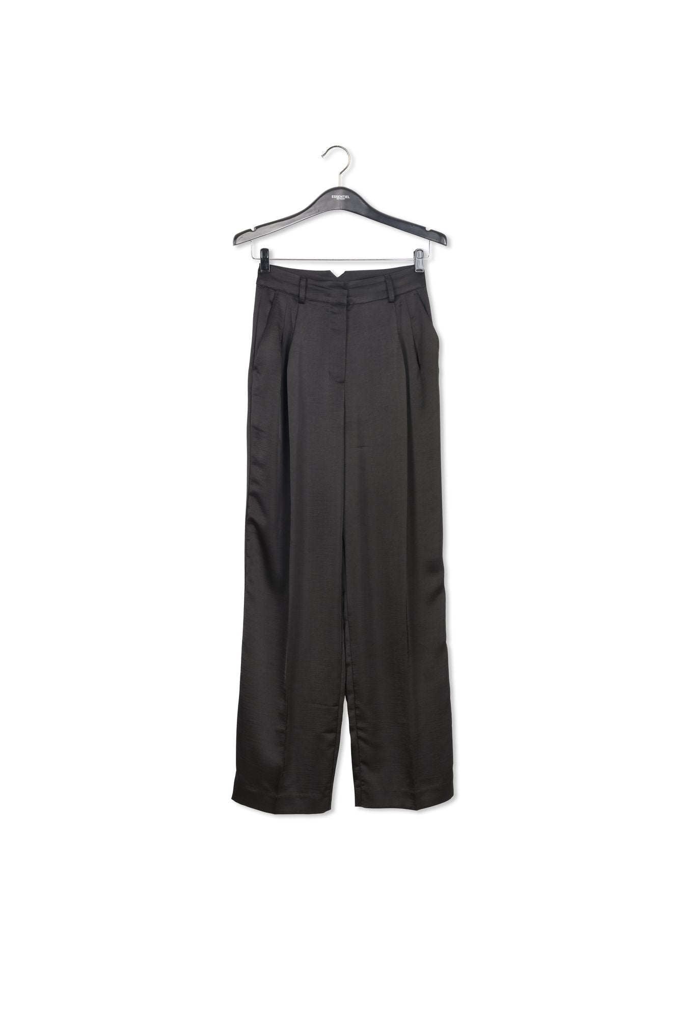 Black tapered-leg satin pants RE—SSENTIEL | Essentiel second hand