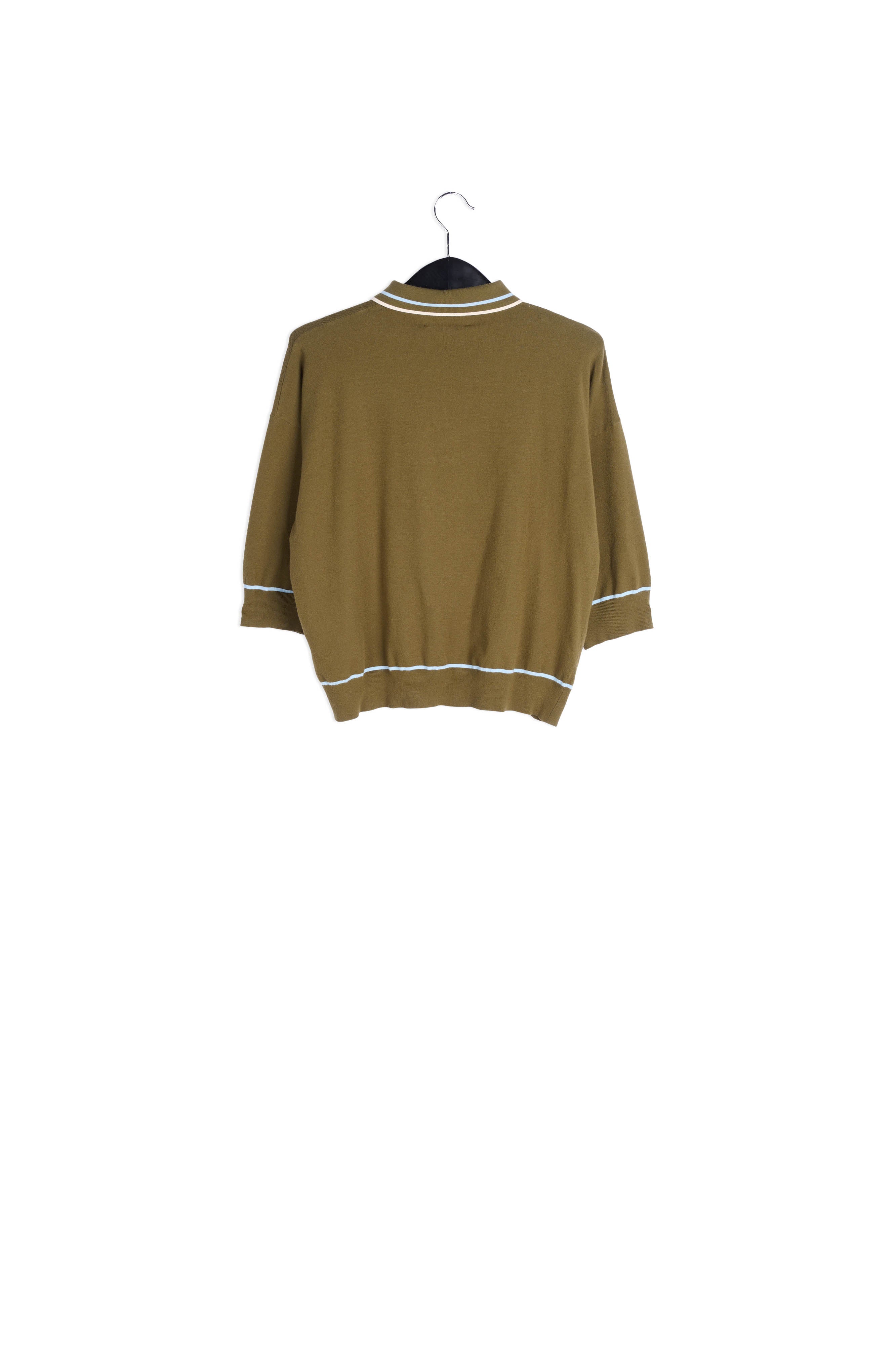 Khaki knitted polo top RE—SSENTIEL | Essentiel second hand