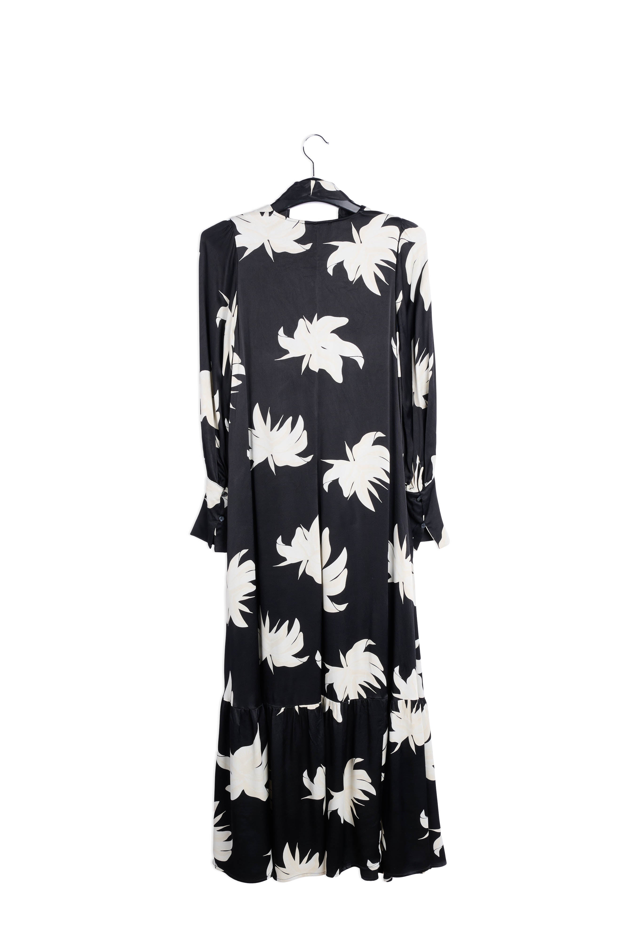 Black and off-white floral print maxi dress RE—SSENTIEL | Essentiel second hand