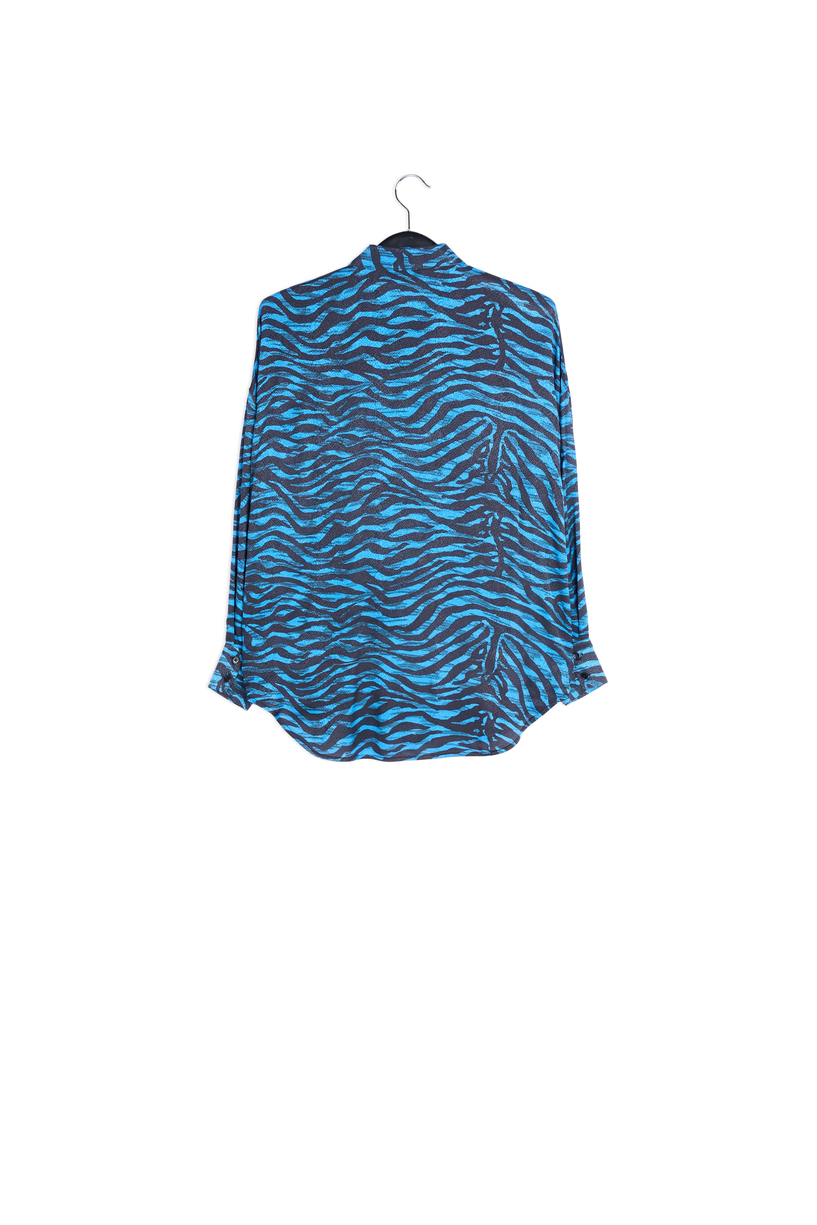 Oversized overhemd met blauwe en groene zebraprint RE—SSENTIEL | Essentiel second hand