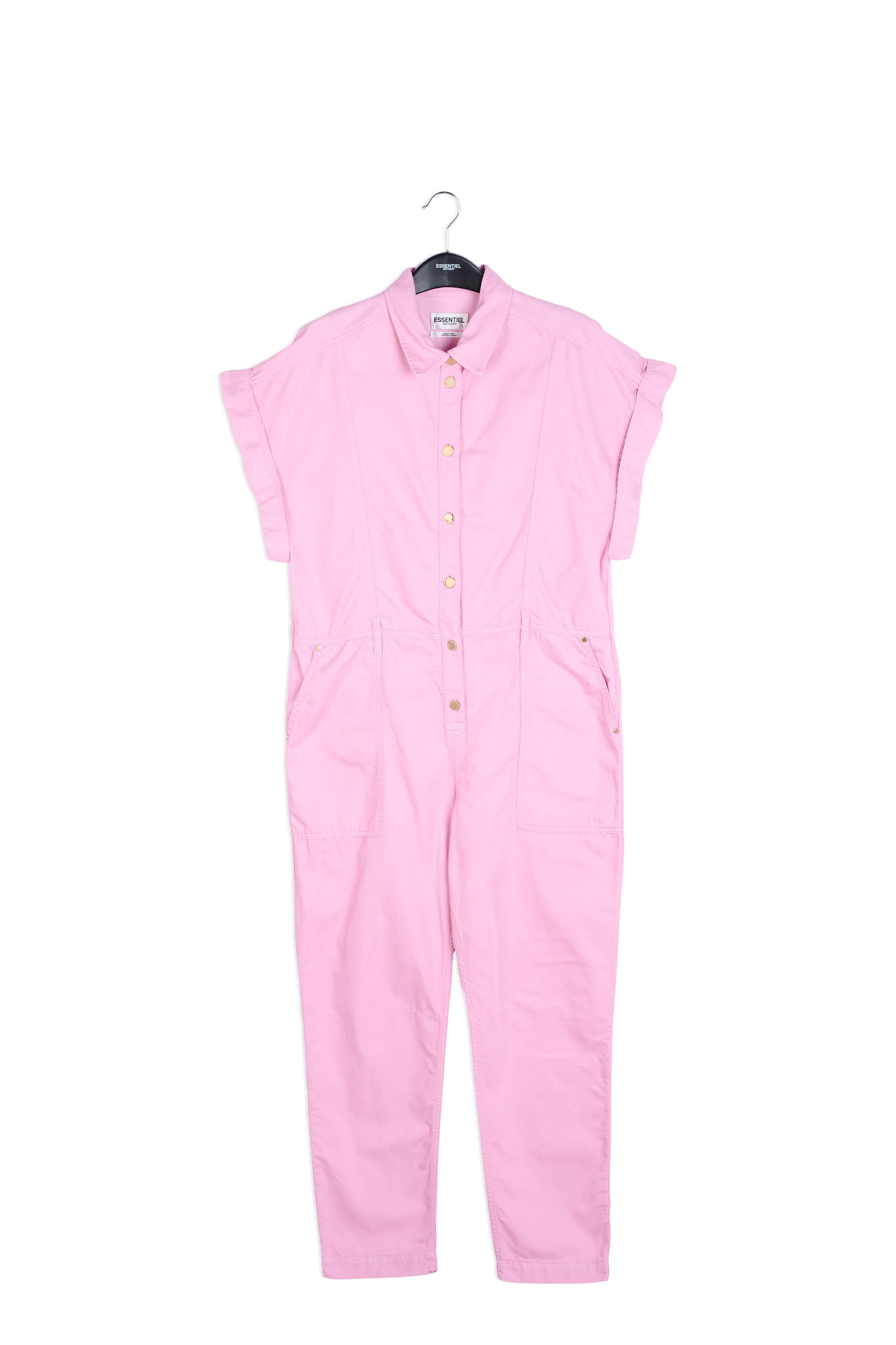 Light pink short-sleeved denim jumpsuit RE—SSENTIEL | Essentiel second hand