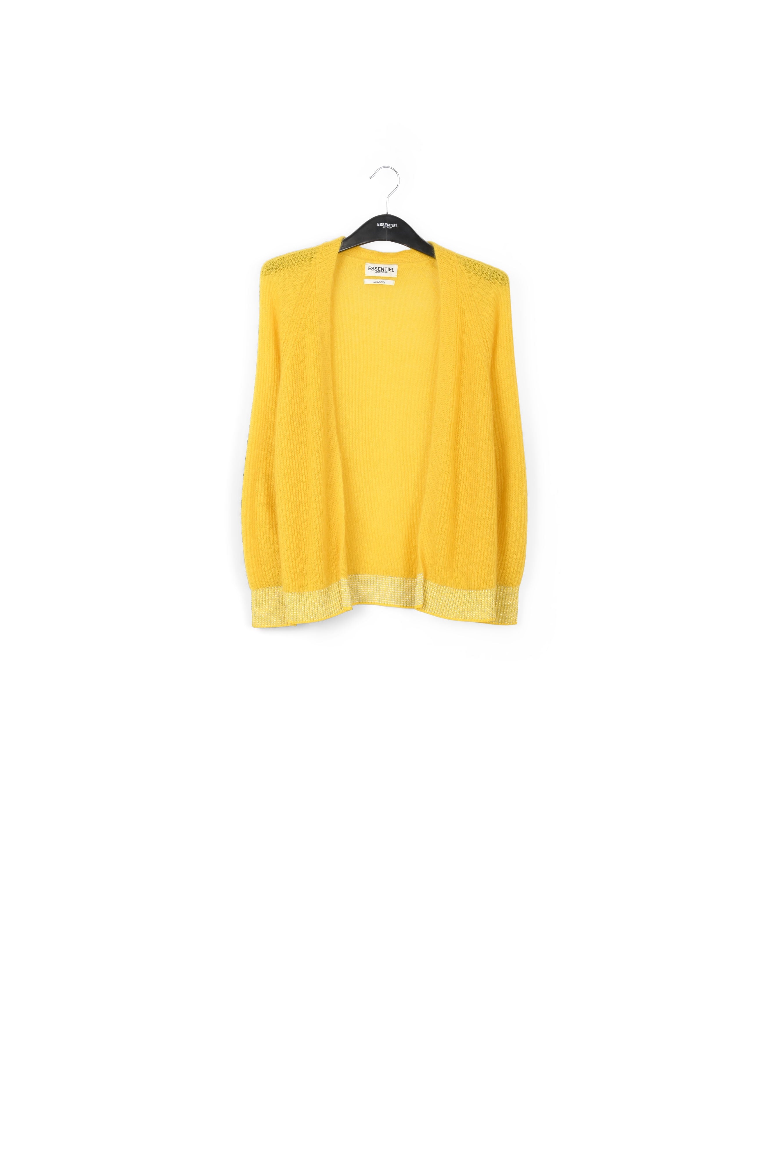 Yellow ribbed open cardigan with accentuated trims RE—SSENTIEL | Essentiel second hand