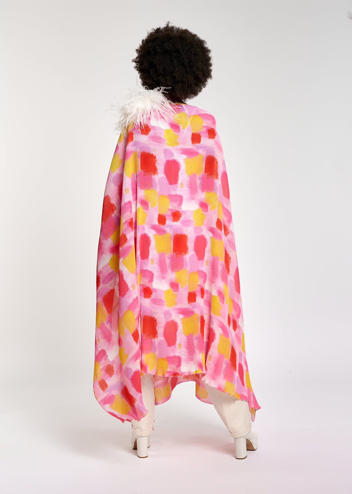 Pink and yellow pissé maxi-length kaftan dress RE—SSENTIEL | Essentiel second hand