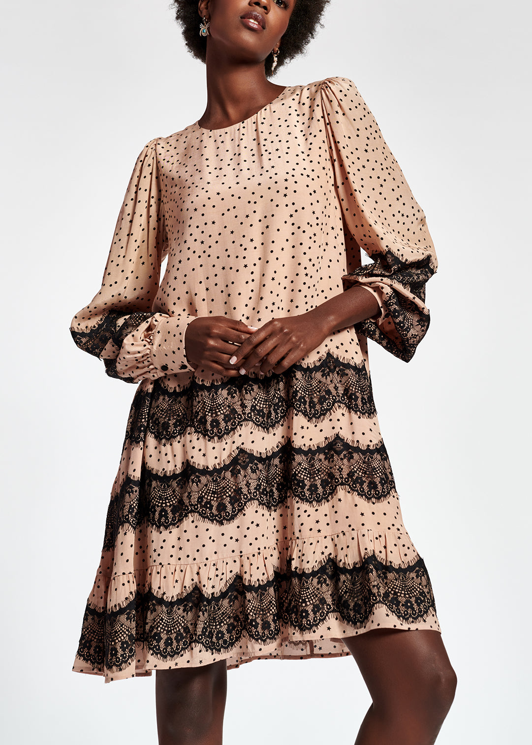 Peach lace-trimmed mini dress RE—SSENTIEL | Essentiel second hand