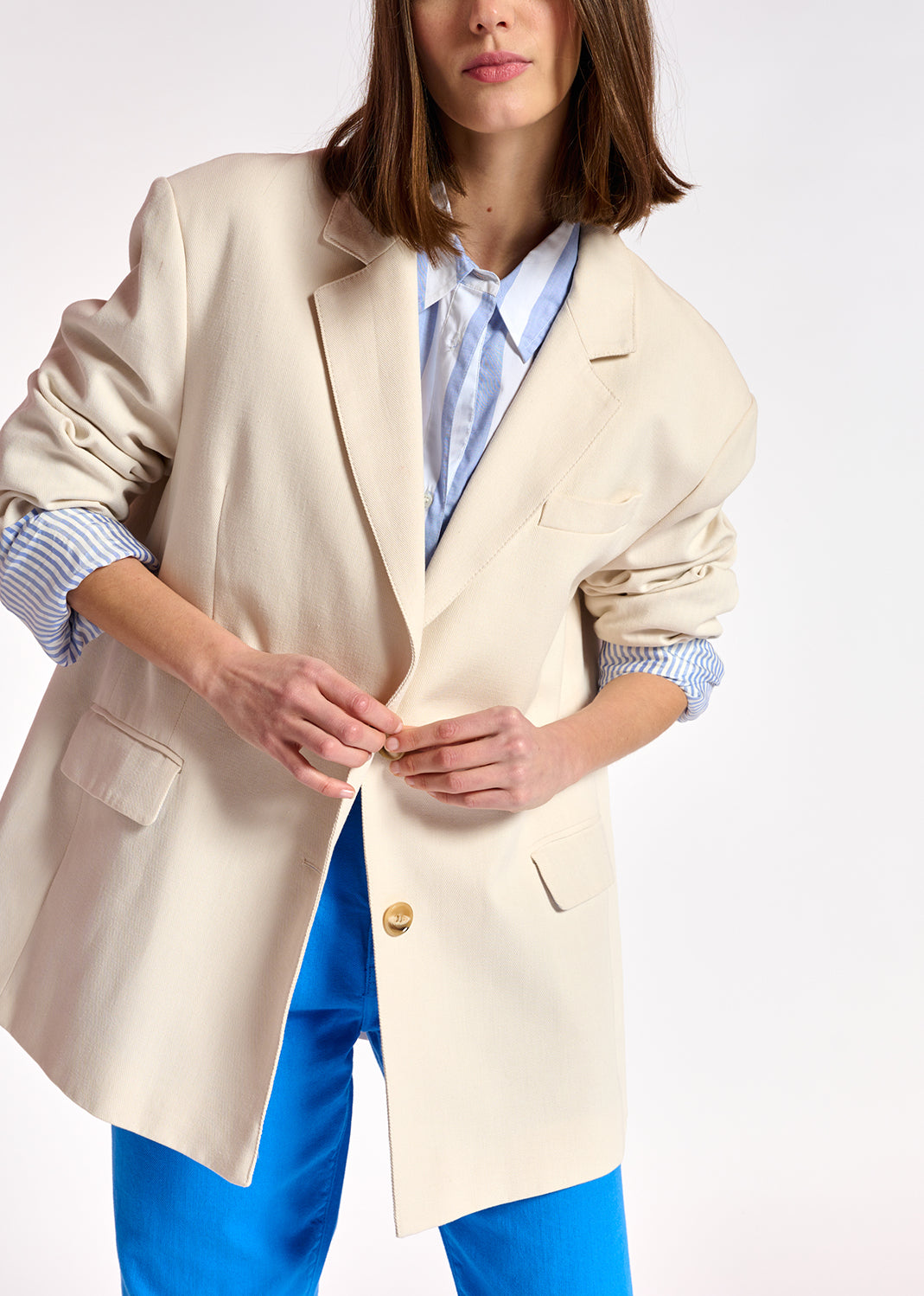 Blazer oversize en coton écru RE—SSENTIEL | Essentiel second hand