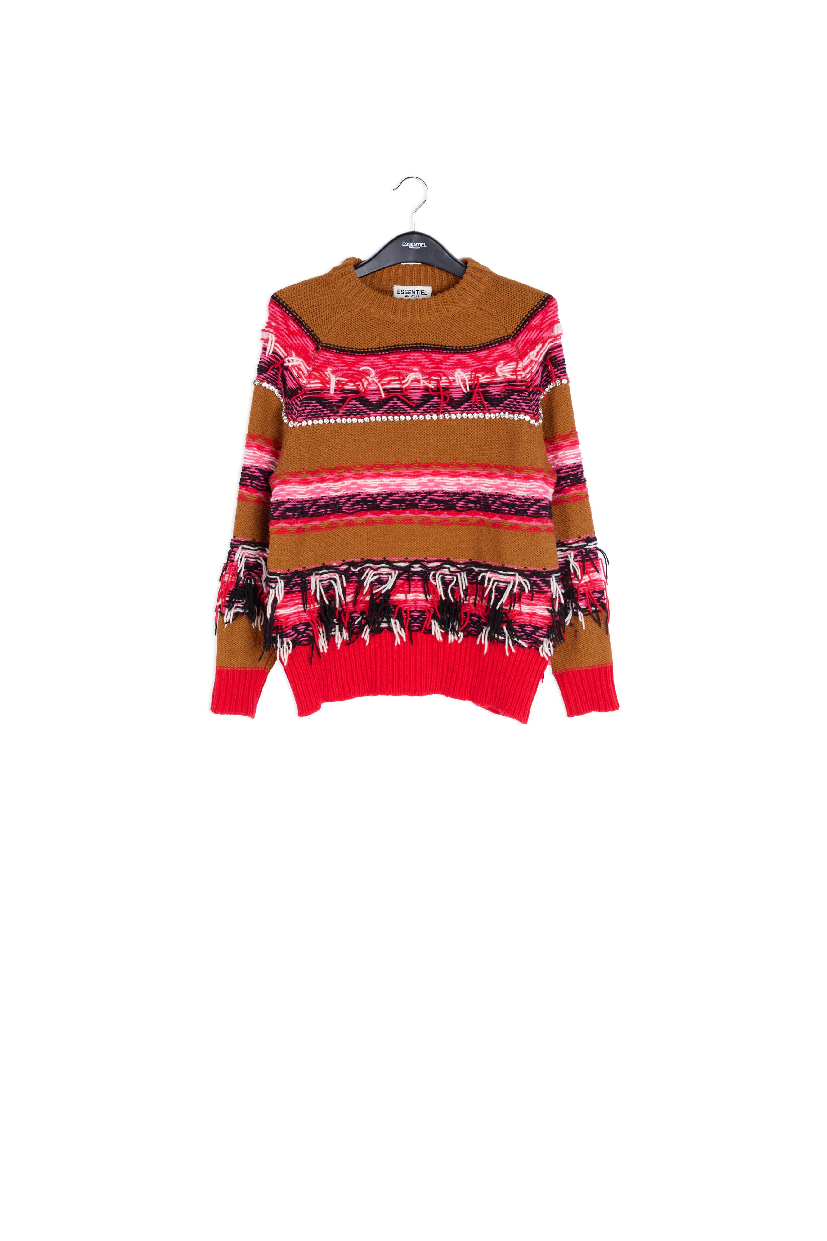 Camel, red and white inside-out sweater RE—SSENTIEL | Essentiel second hand