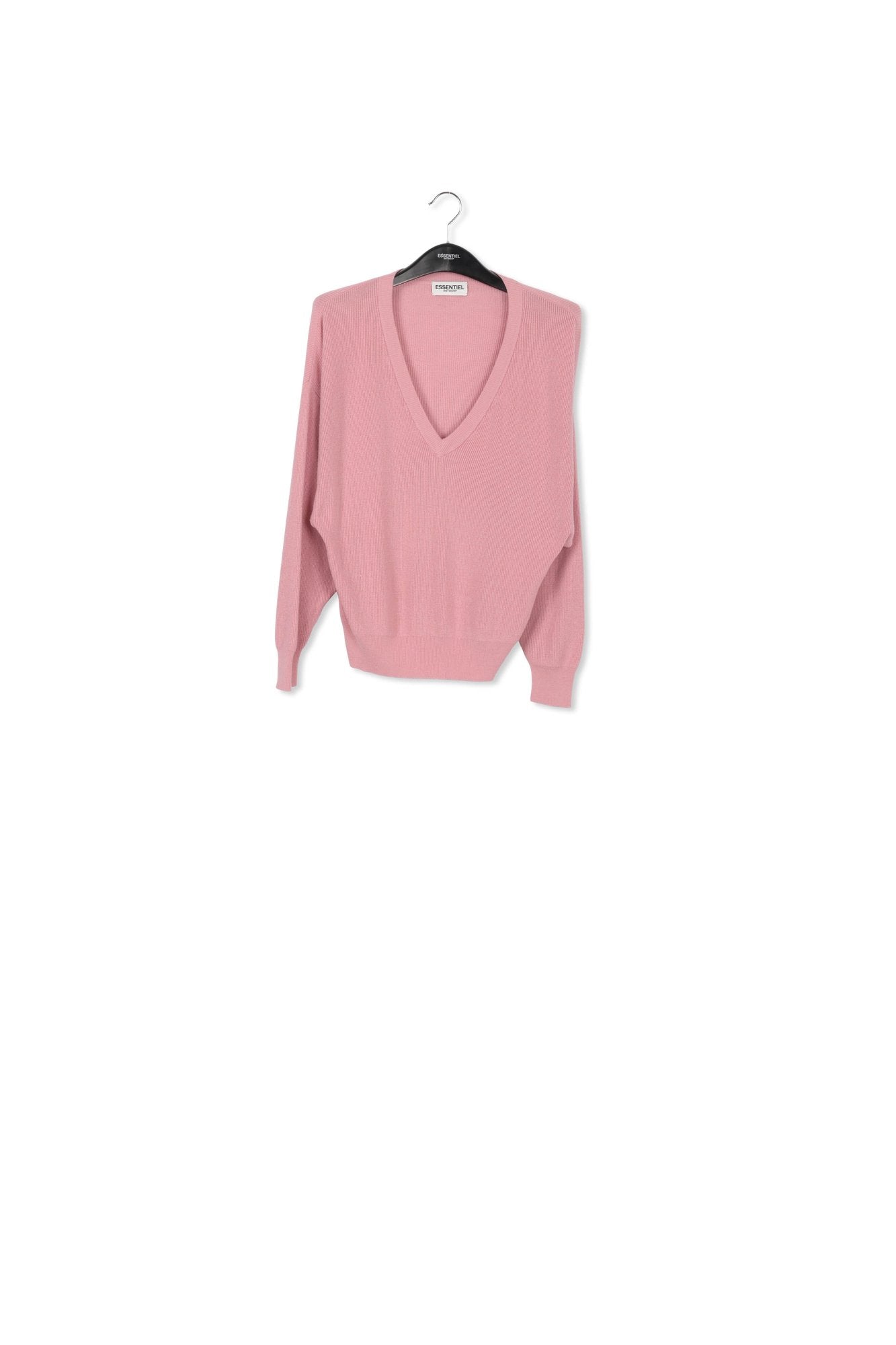Pull en côtes rose à encolure en v RE—SSENTIEL | Essentiel second hand