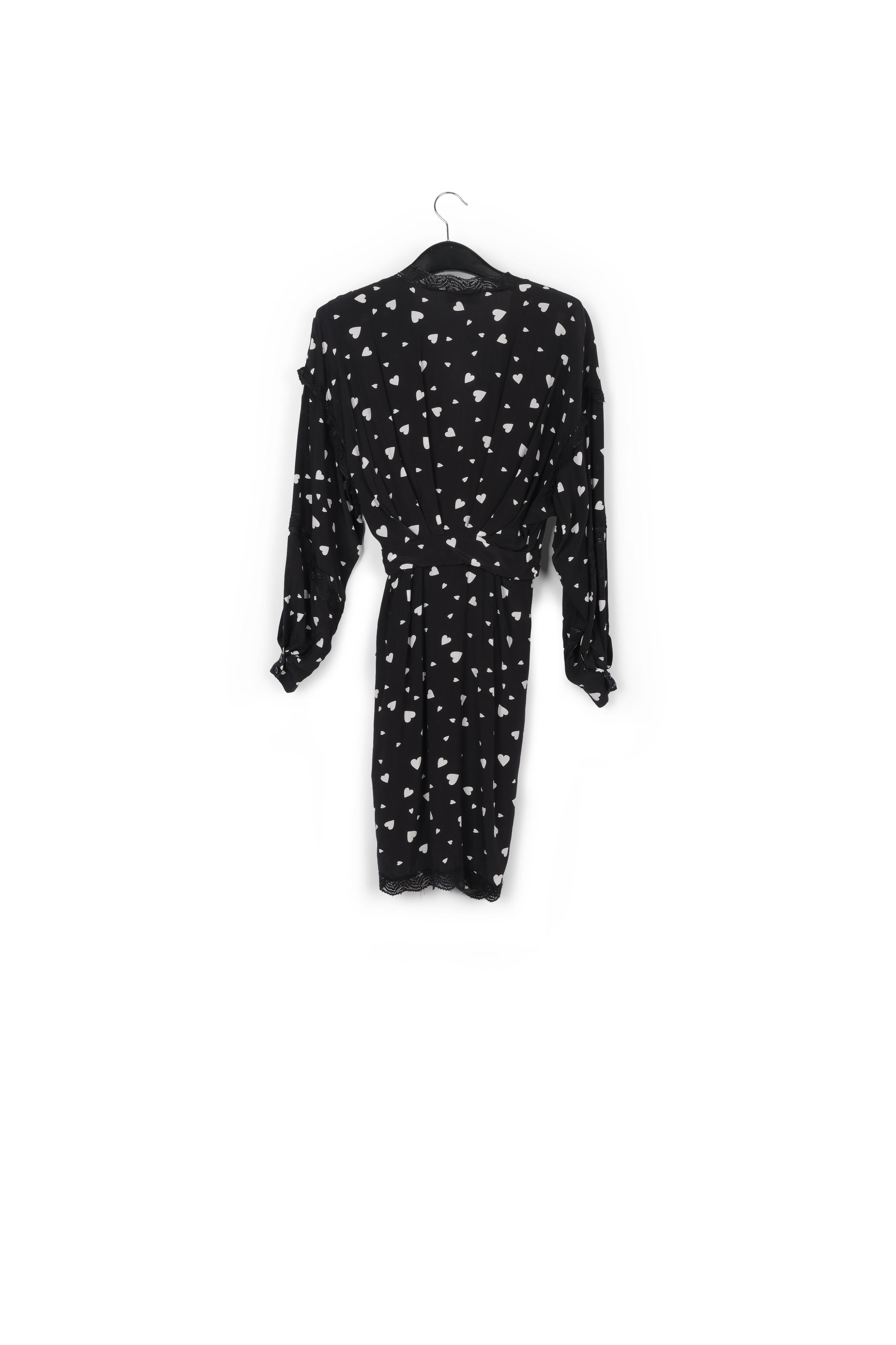 Mini robe cache-cœur noire à cœurs RE—SSENTIEL | Essentiel second hand