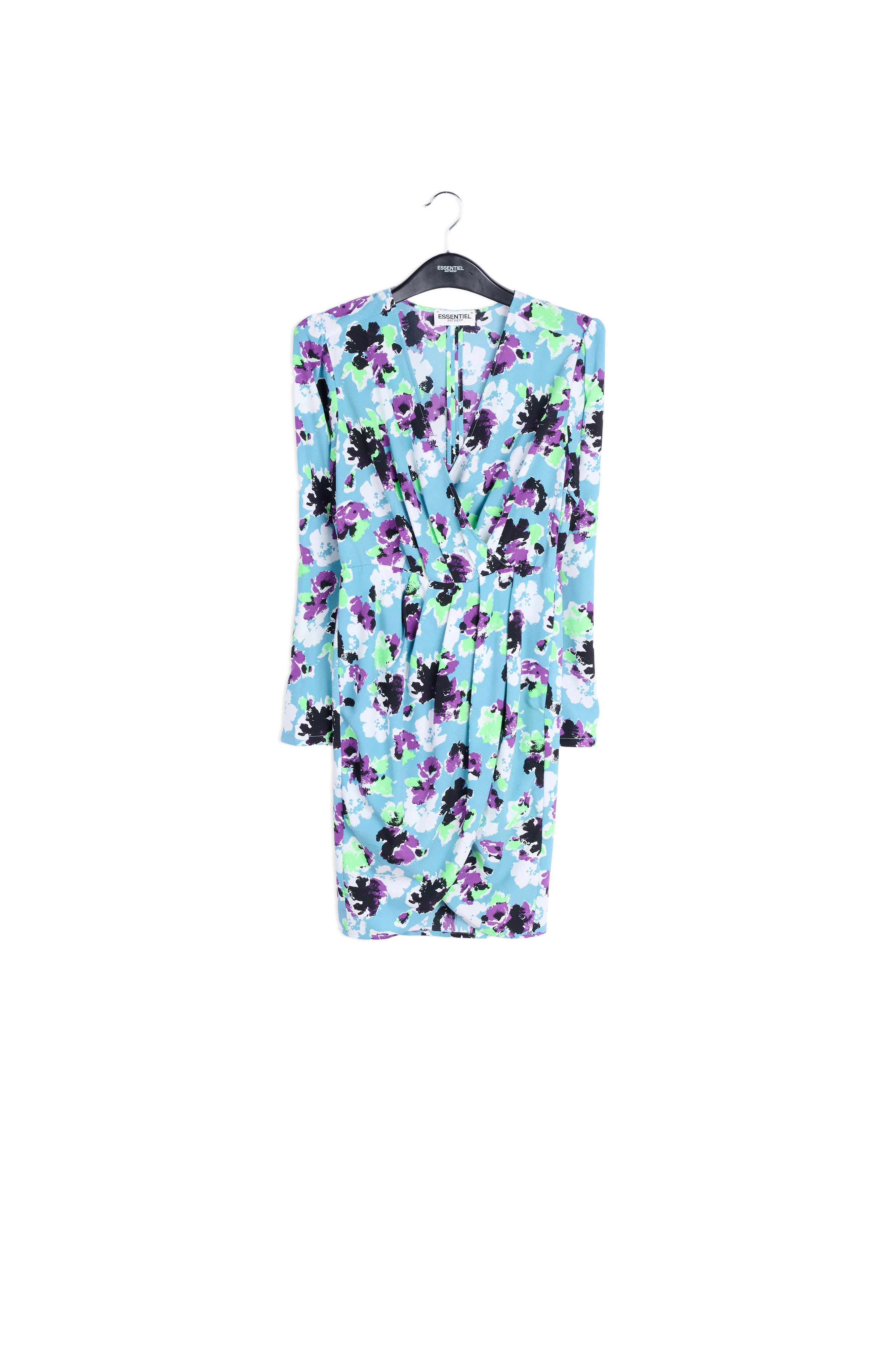 Light blue floral mini wrap dress RE—SSENTIEL | Essentiel second hand