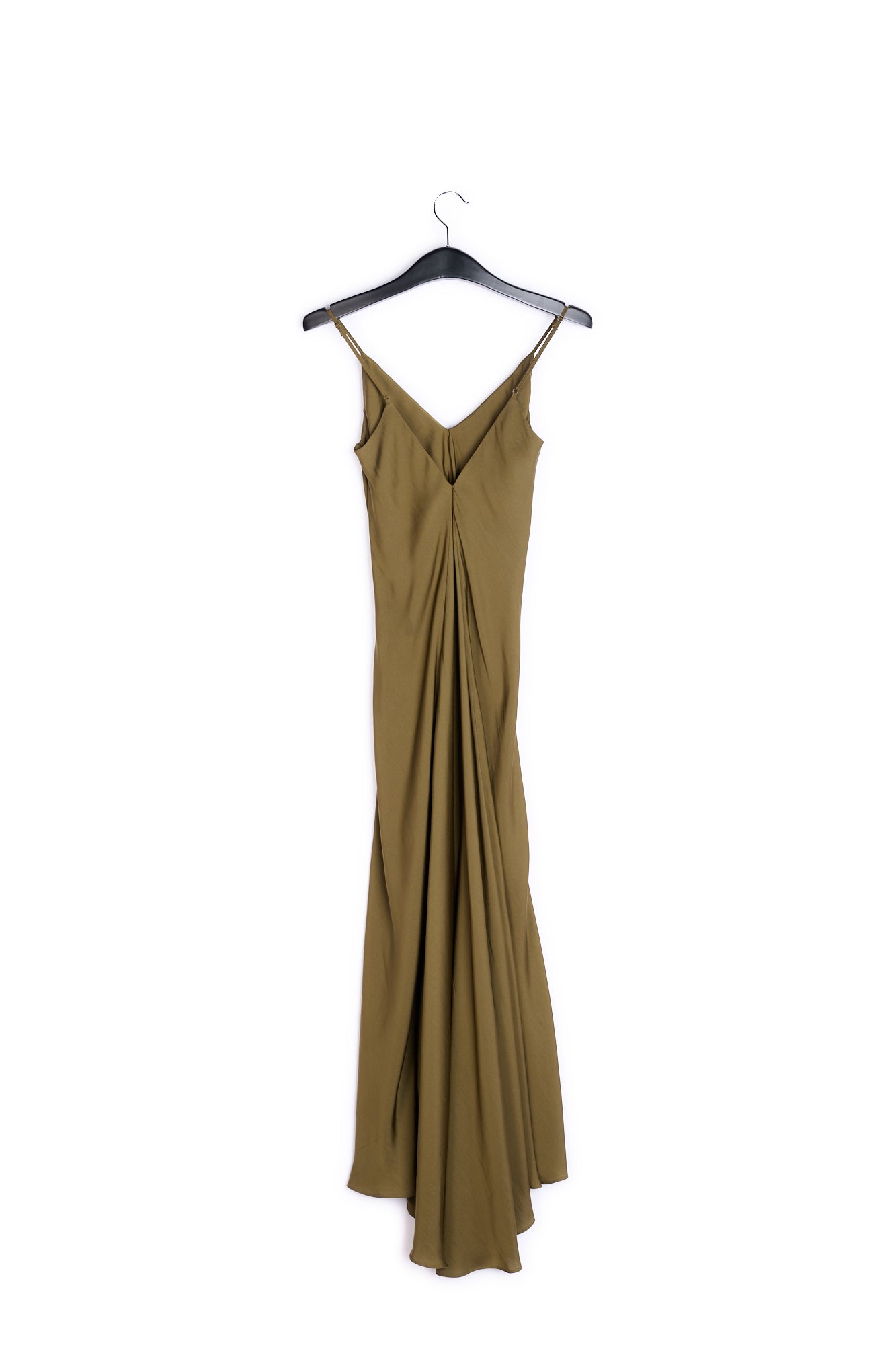 Khaki green maxi-length slip dress RE—SSENTIEL | Essentiel second hand