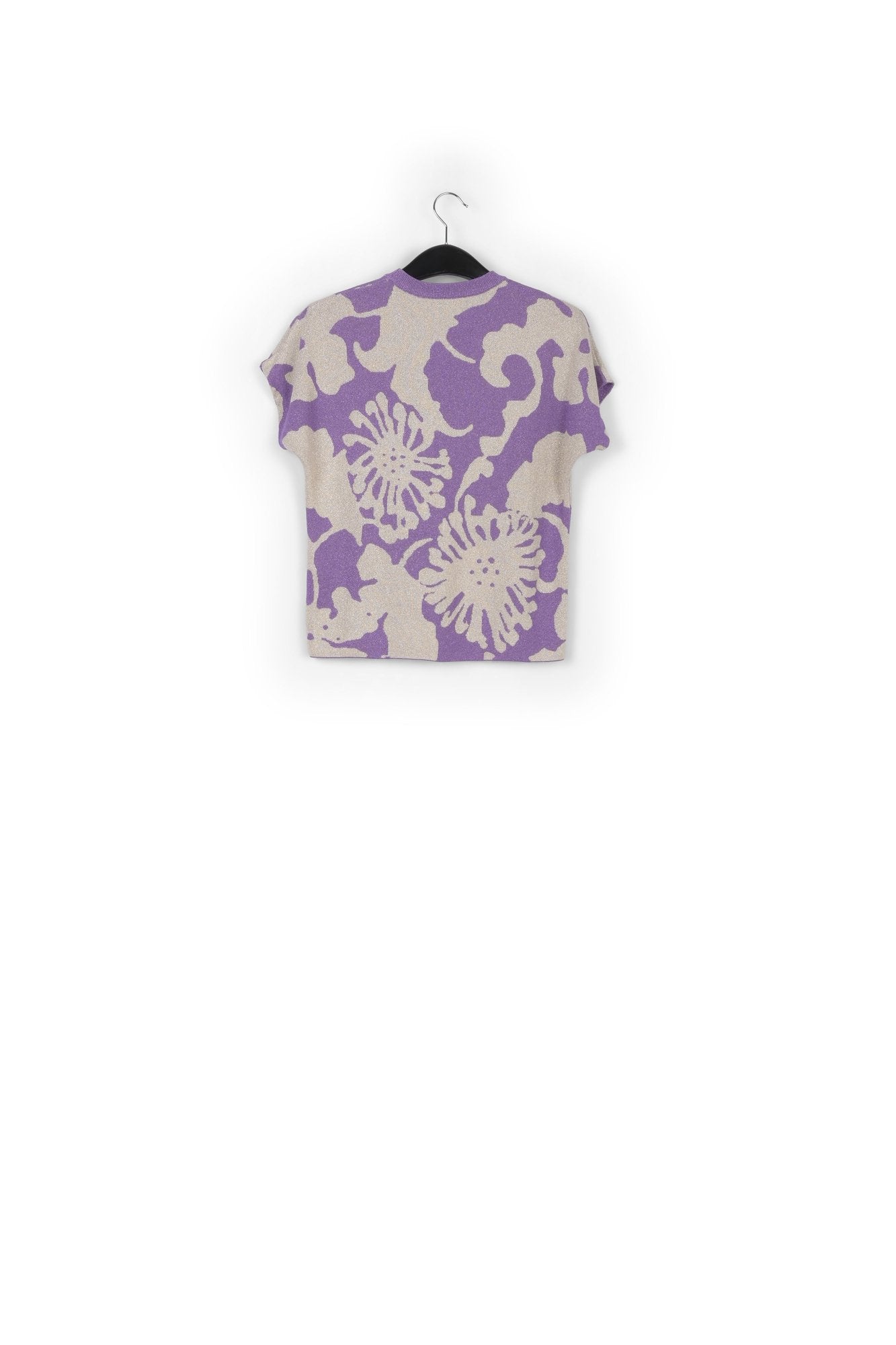 Pull jacquard beige et violet avec lurex RE—SSENTIEL | Essentiel second hand