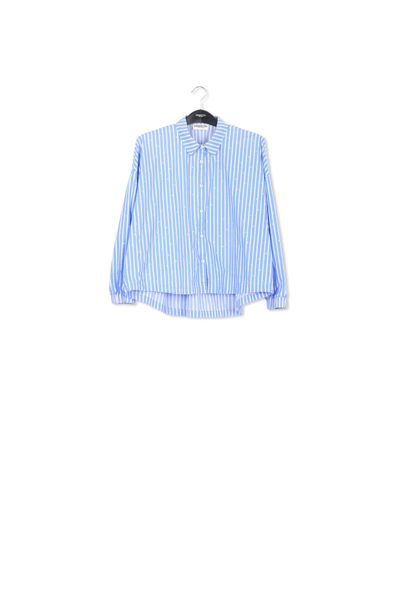 Light blue striped cotton-poplin shirt with rhinestones RE—SSENTIEL | Essentiel second hand