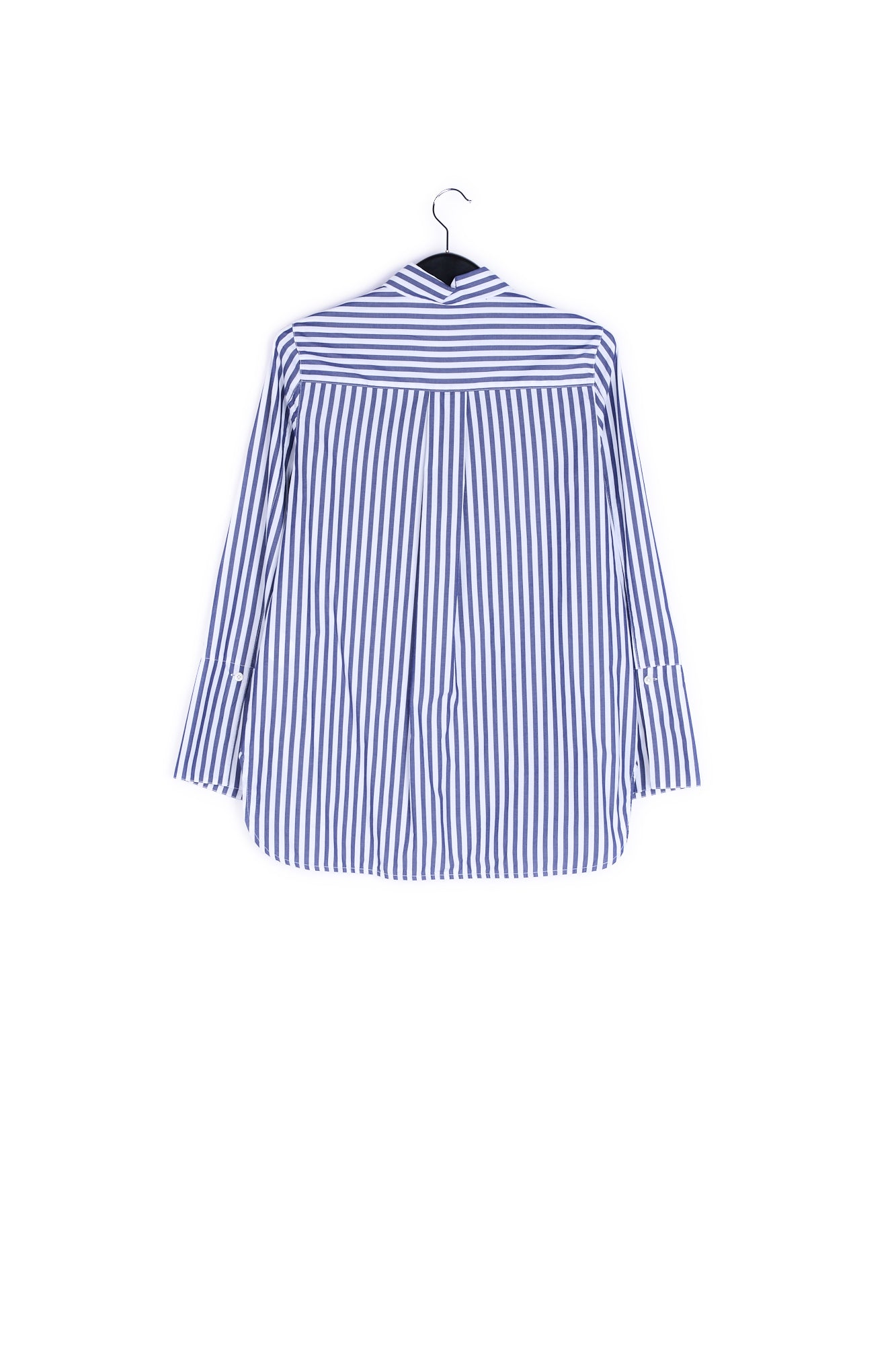 Chemise en coton à rayures blanc et bleu foncé RE—SSENTIEL | Essentiel second hand