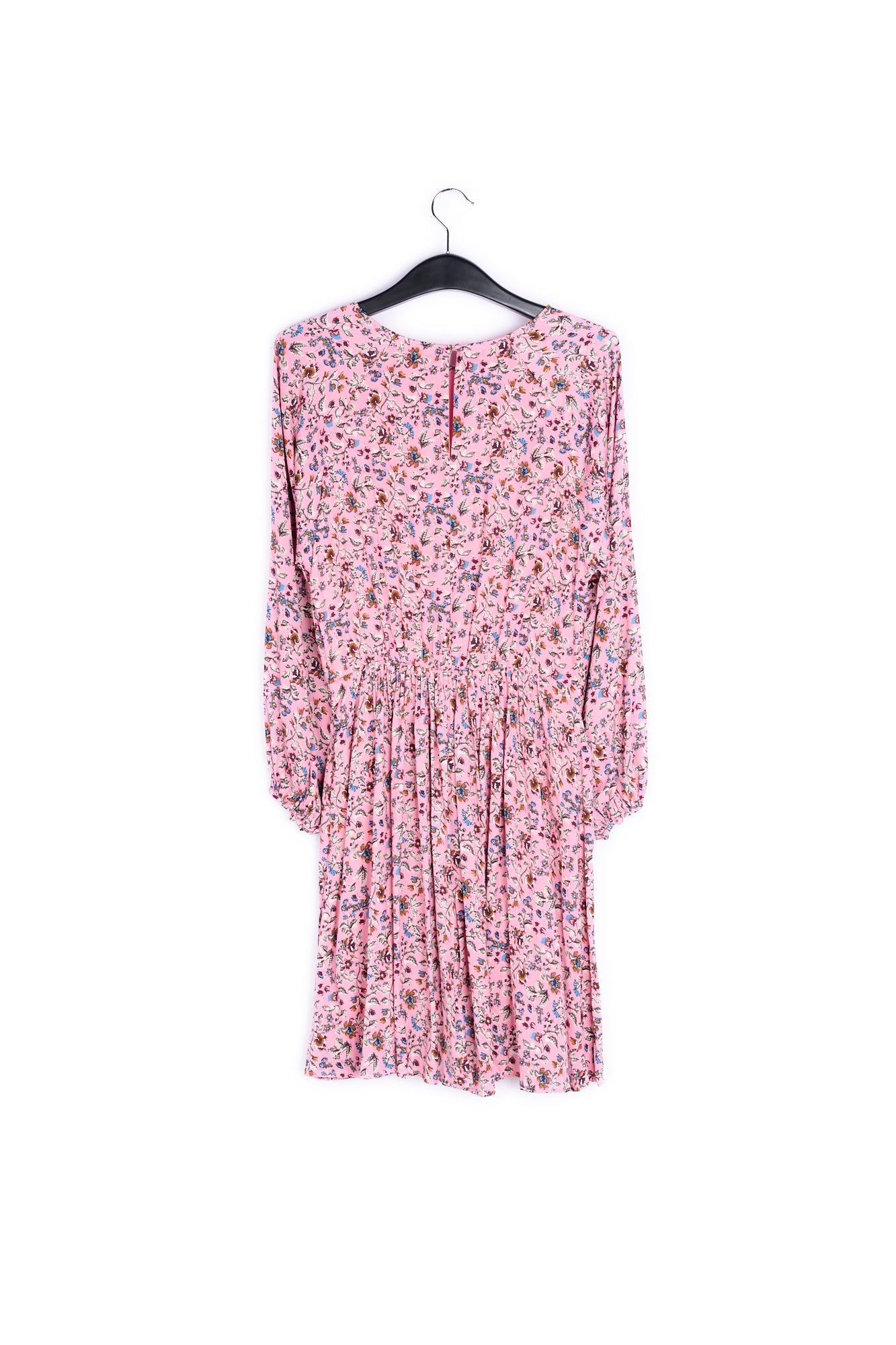 Pink long-sleeved mini dress with flower print RE—SSENTIEL | Essentiel second hand