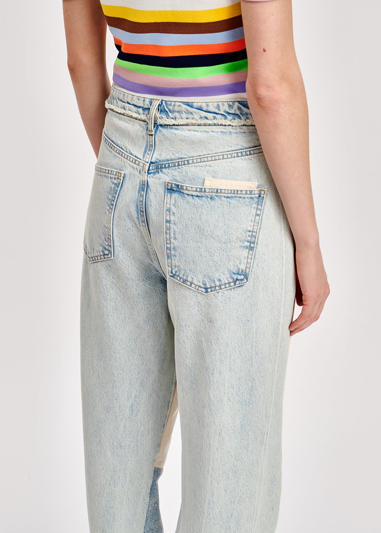 Off-white and light blue patchwork jeans RE—SSENTIEL | Essentiel second hand