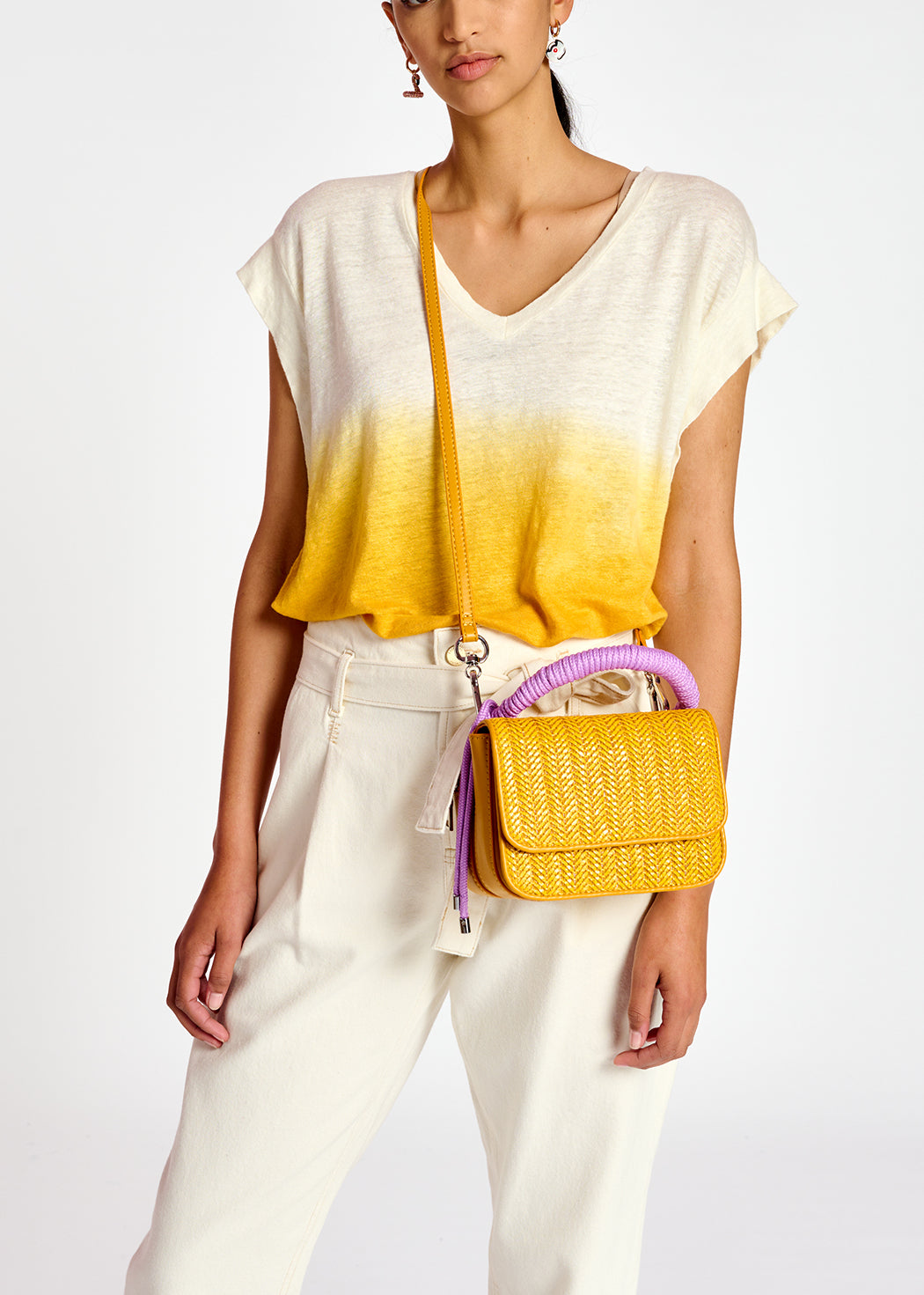 Yellow dip-dye linen t-shirt RE—SSENTIEL | Essentiel second hand