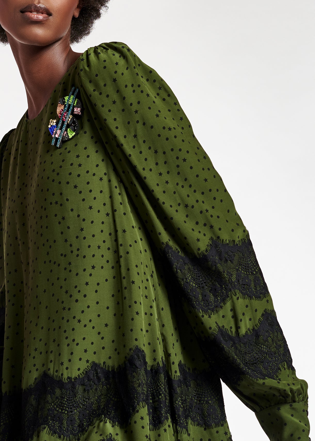 Mini-robe vert kaki à dentelle RE—SSENTIEL | Essentiel second hand