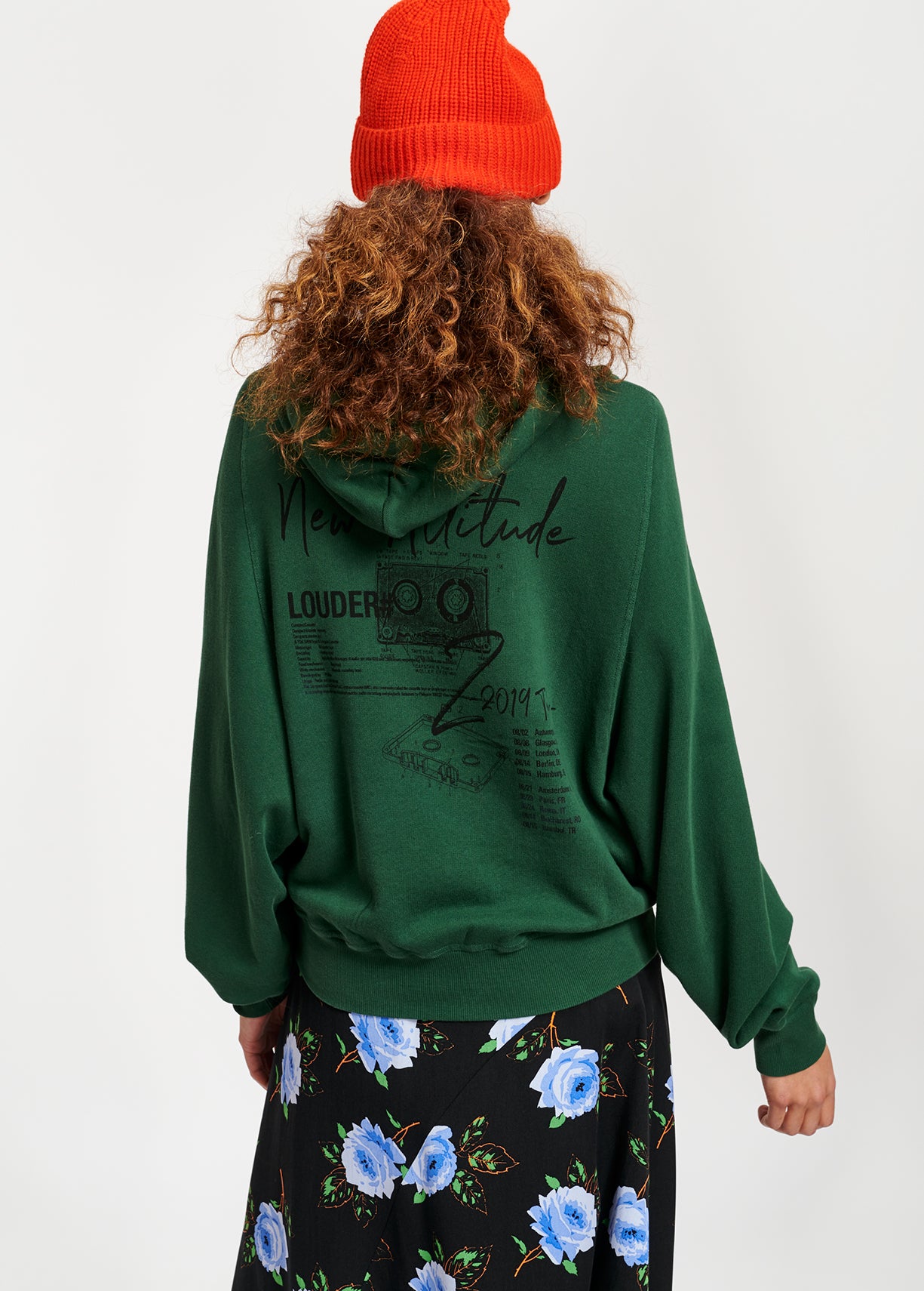 Schuin gesneden midirok met donkere bloemenprint RE—SSENTIEL | Essentiel second hand