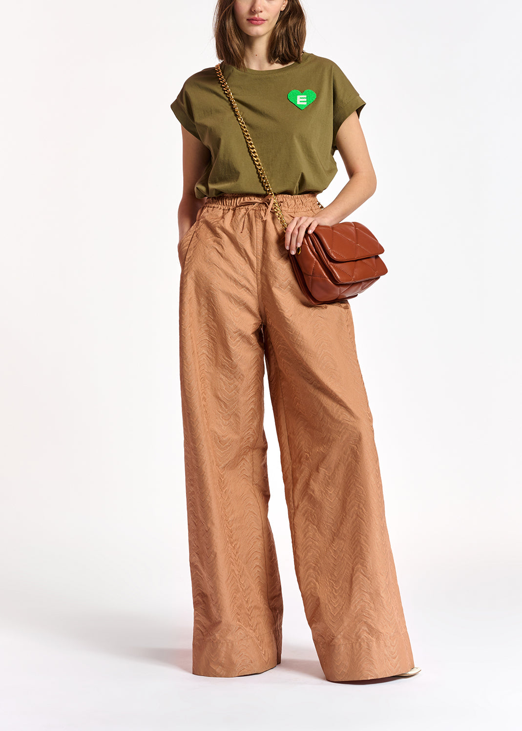 Lilac cotton t-shirt with bead embroidery detail RE—SSENTIEL | Essentiel second hand