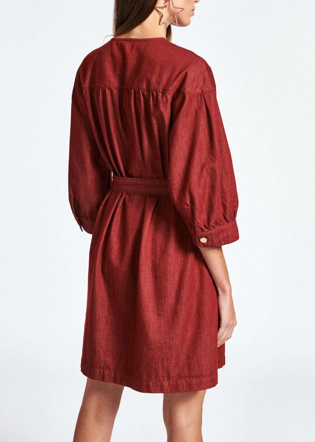 Bordeaux mini-jeansjurk RE—SSENTIEL | Essentiel second hand