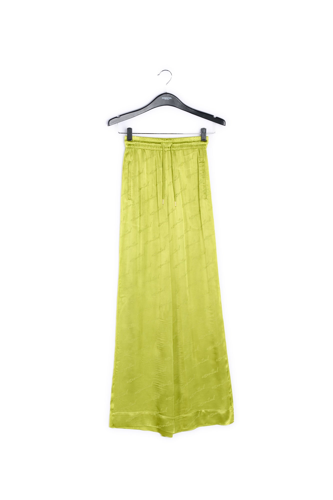 Lime green satin jacquard wide-leg pants RE—SSENTIEL | Essentiel second hand