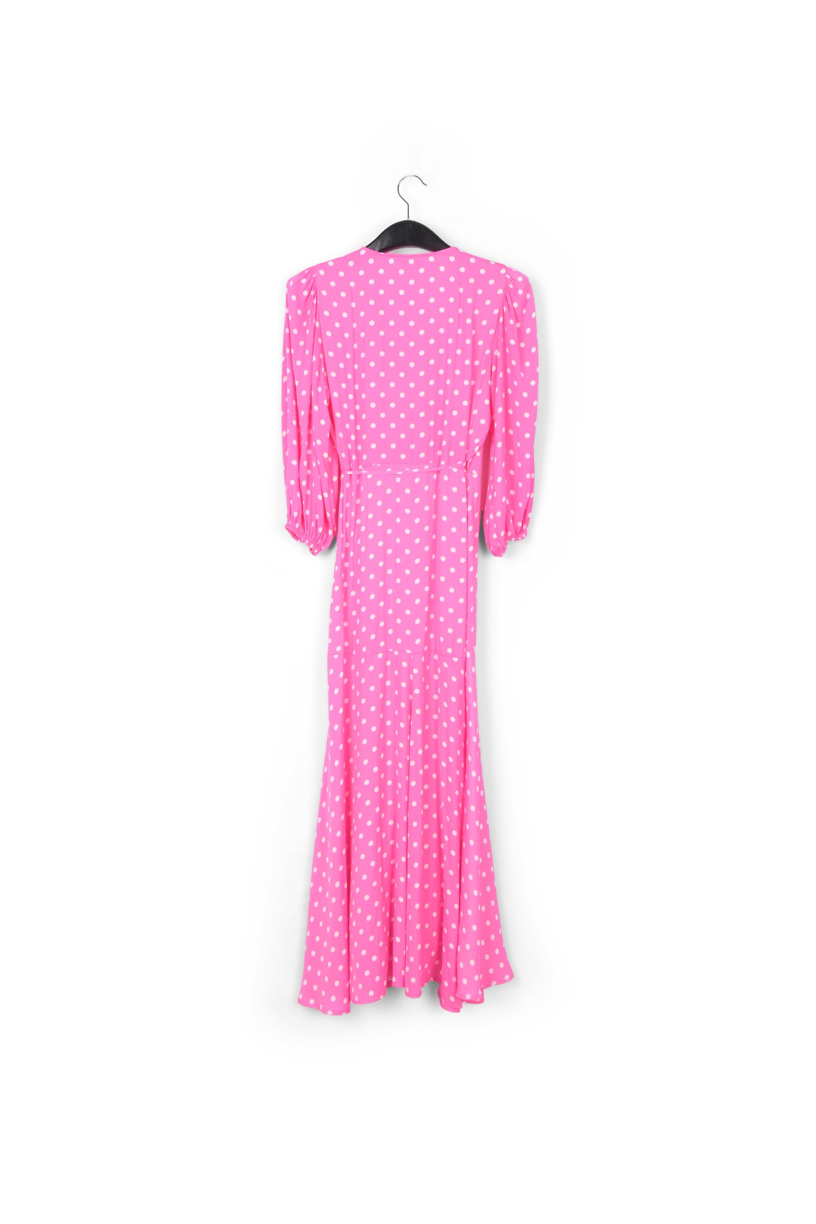 Neon pink polka dot wrap maxi dress RE—SSENTIEL | Essentiel second hand