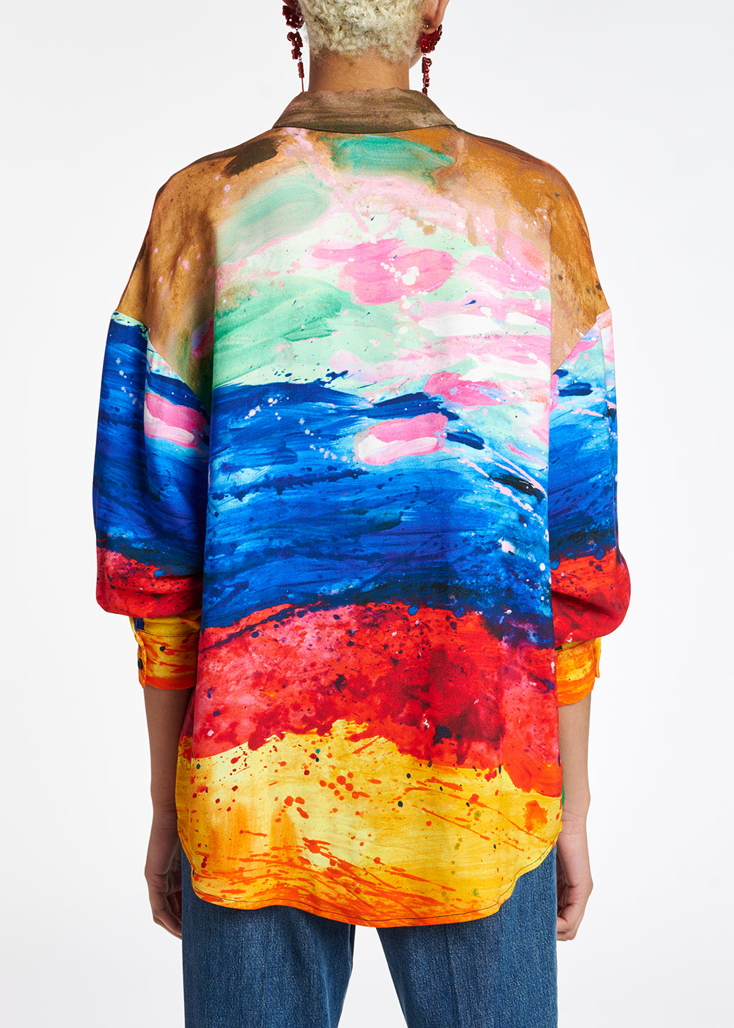 Multicolored oversized satin shirt RE—SSENTIEL | Essentiel second hand