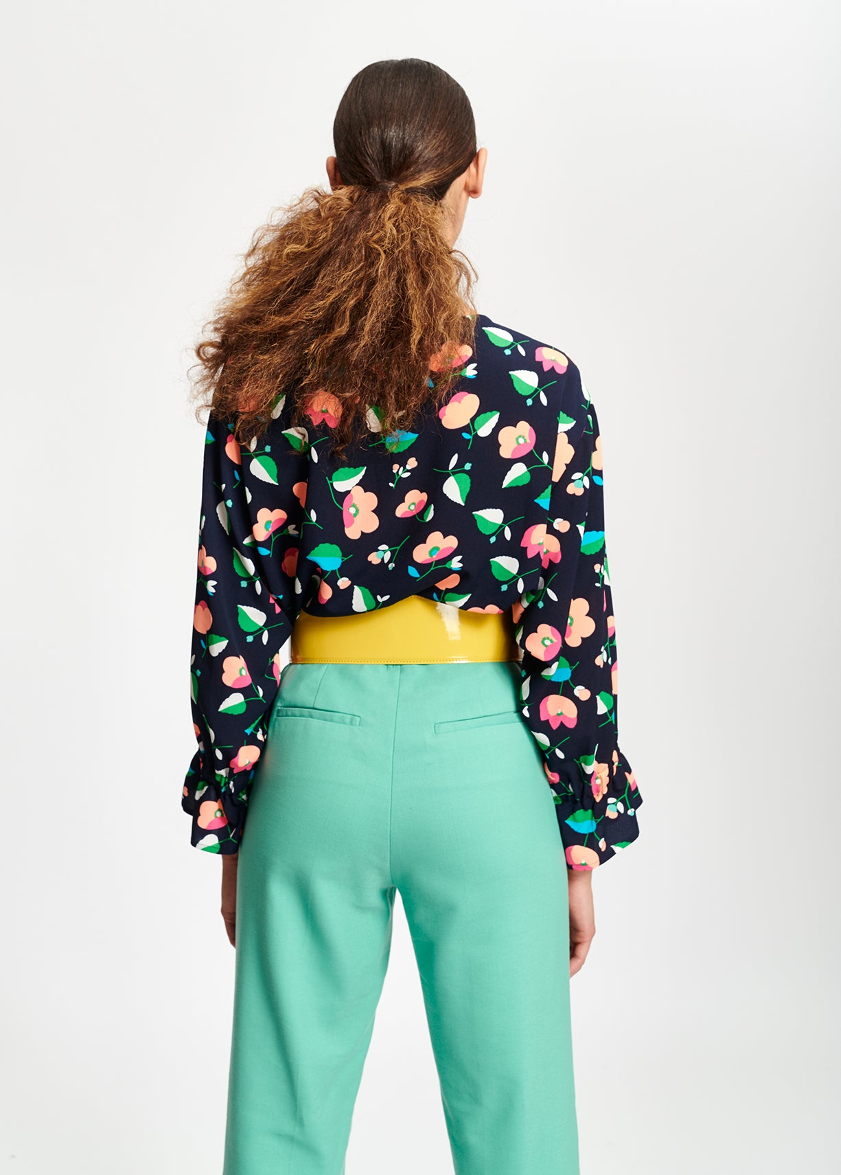 Navy blue floral blouse RE—SSENTIEL | Essentiel second hand