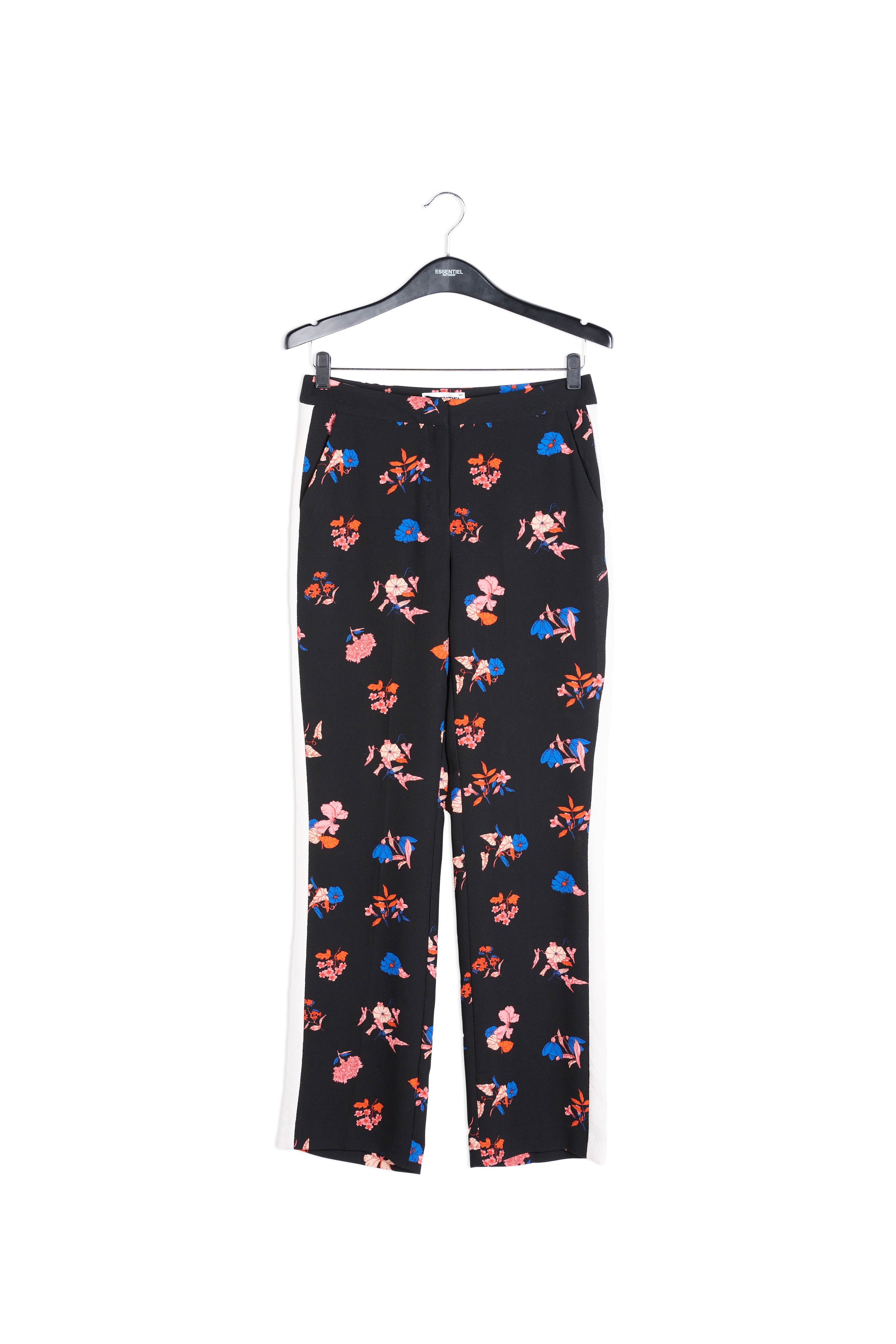 Pantalon noir floral à jambes droites RE—SSENTIEL | Essentiel second hand