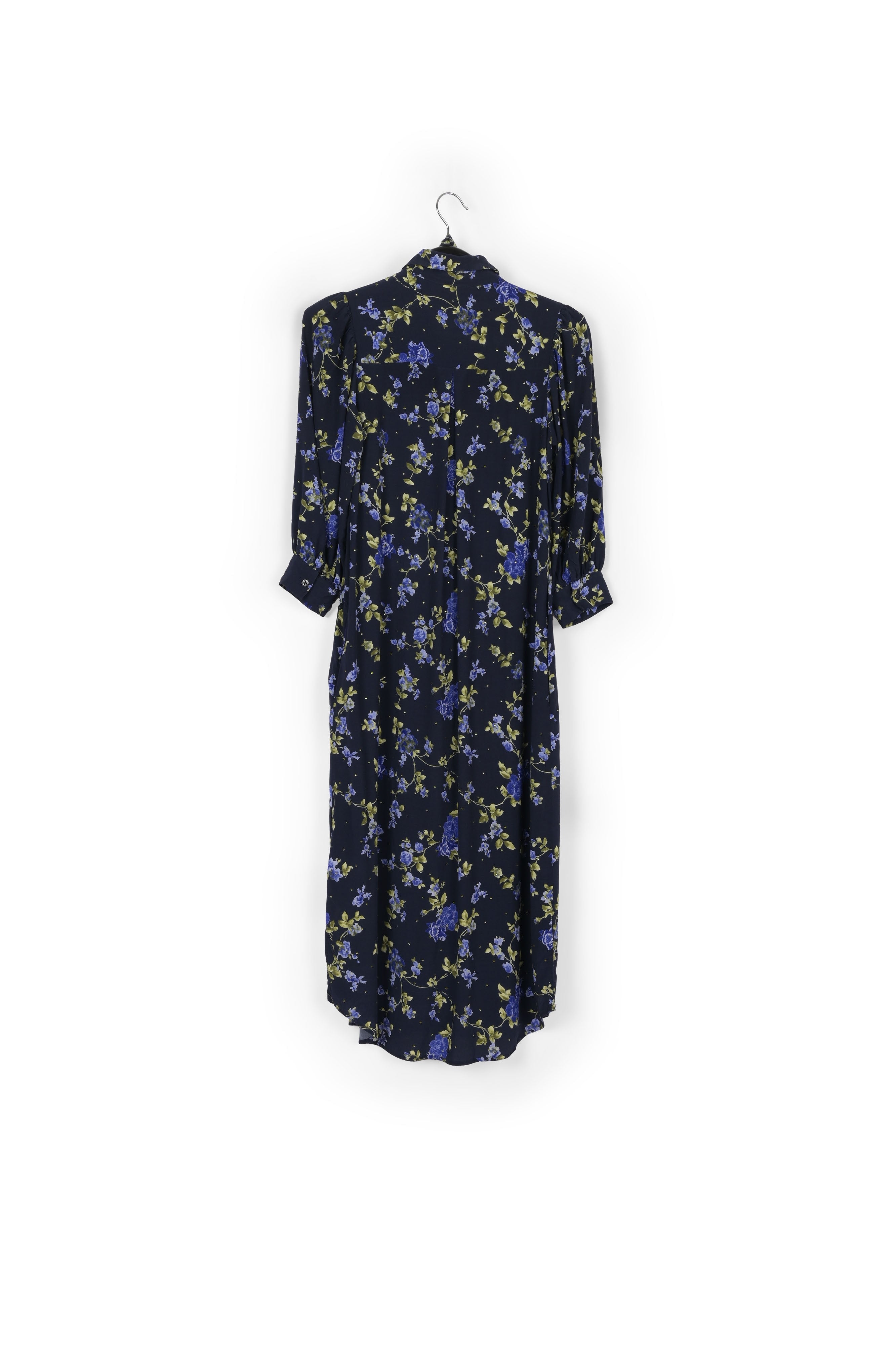 Dark blue floral print shirt dress RE—SSENTIEL | Essentiel second hand