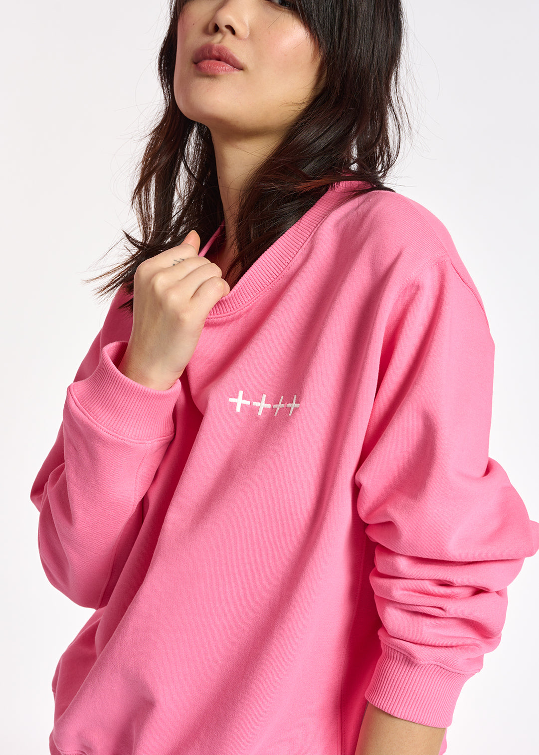 Roze sweater in biokatoenen jersey RE—SSENTIEL | Essentiel second hand