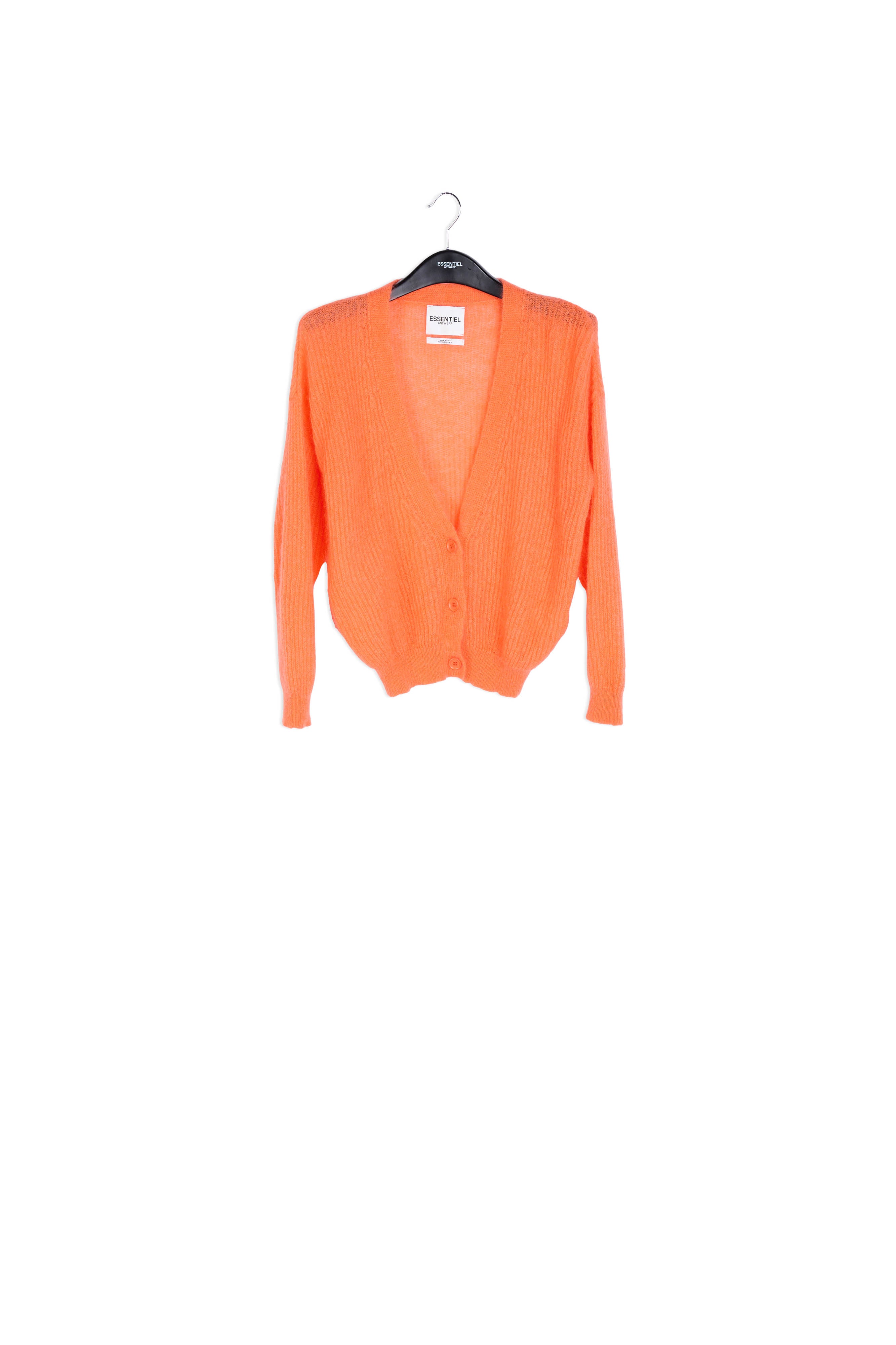 Orange ribbed knit cardigan with mohair RE—SSENTIEL | Essentiel second hand