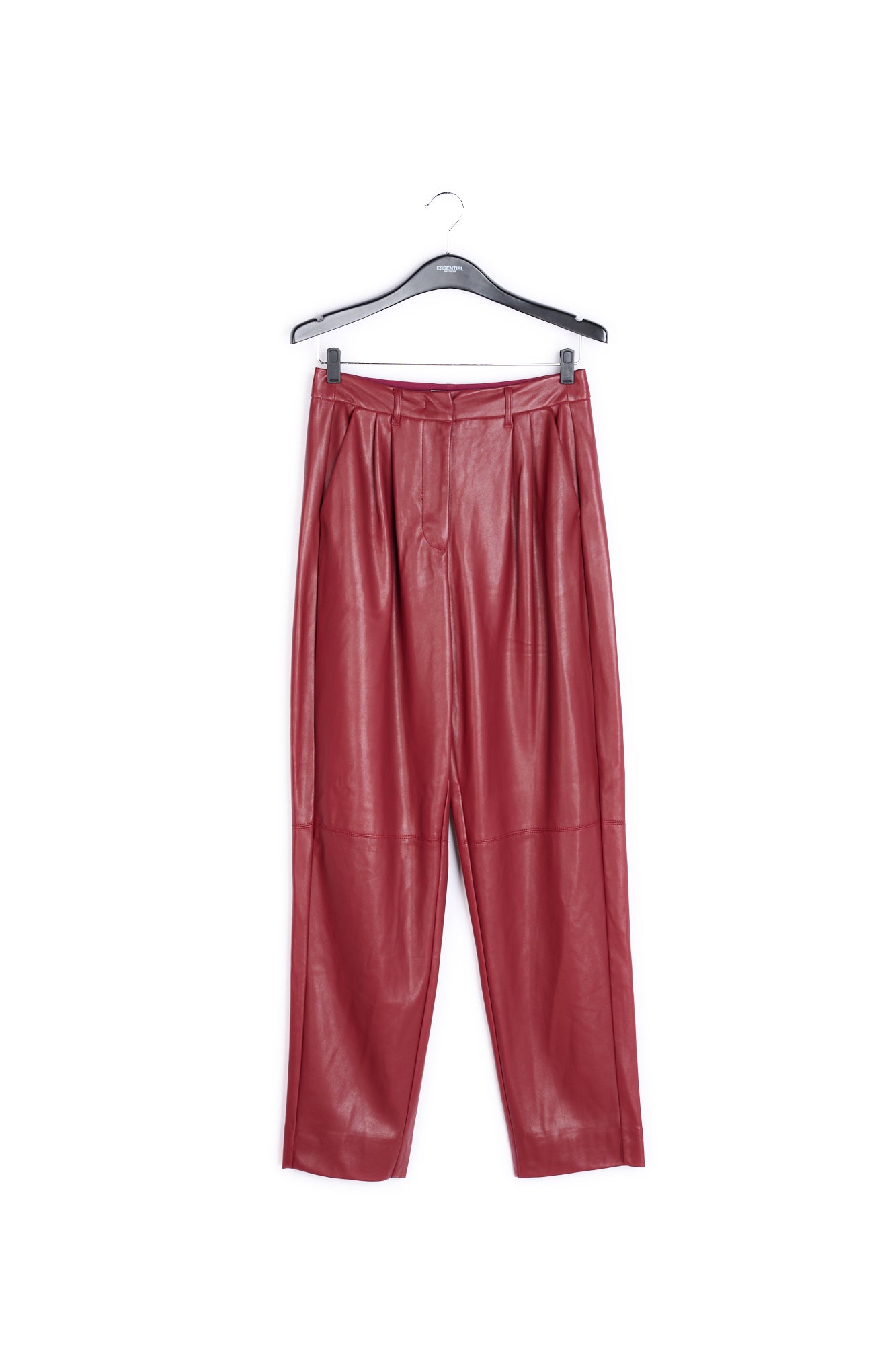 Red faux leather baggy-fit pants RE—SSENTIEL | Essentiel second hand