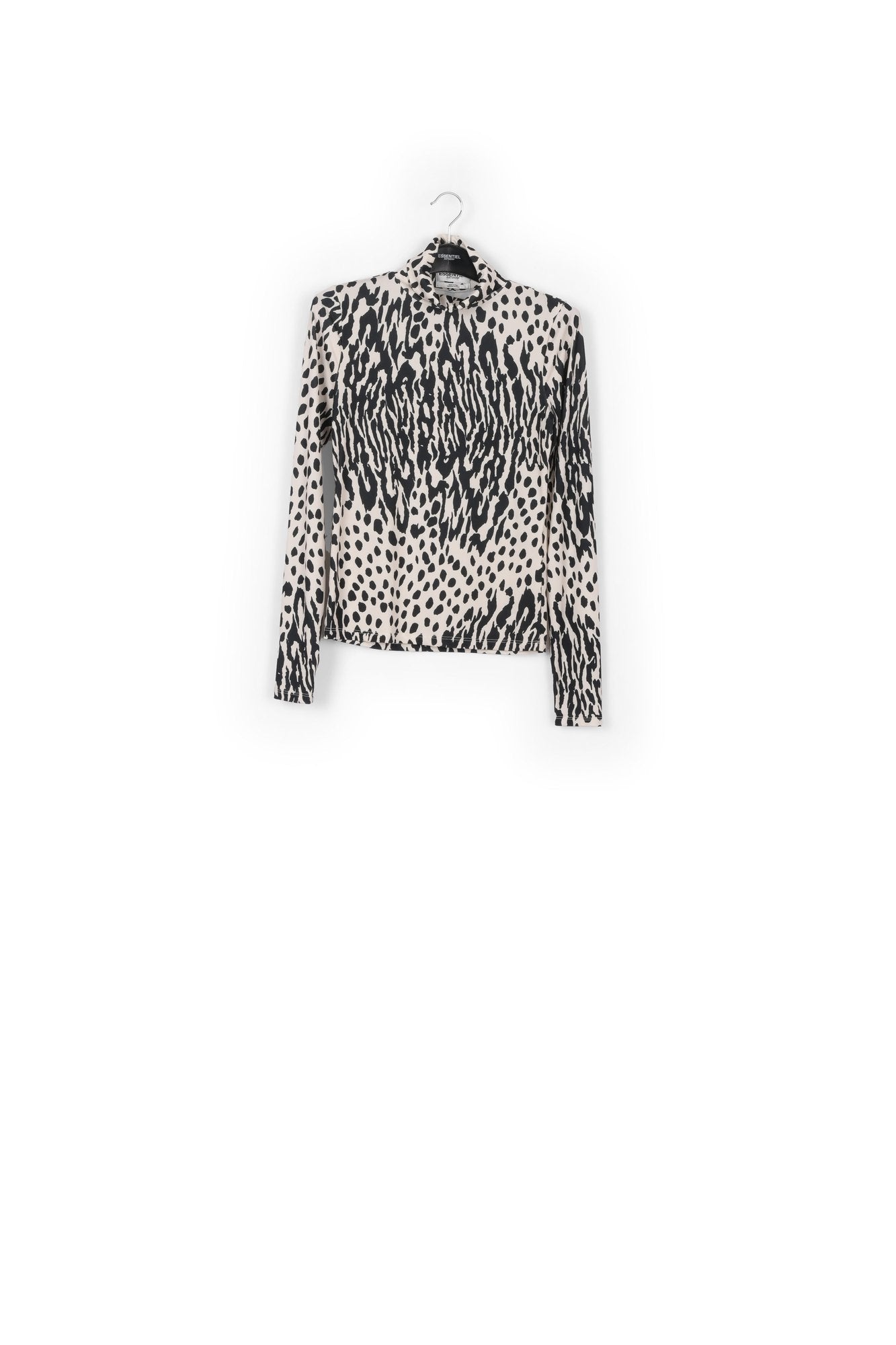Ecru and black dotted turtleneck top RE—SSENTIEL | Essentiel second hand