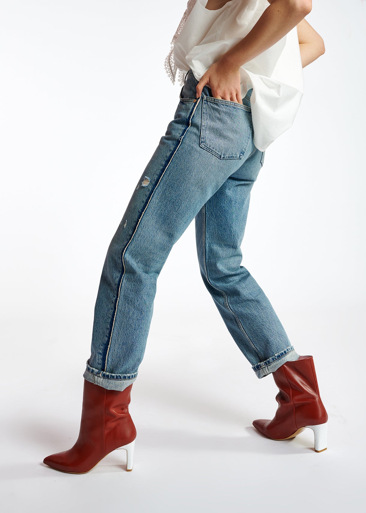 Blue denim straight-leg jeans RE—SSENTIEL | Essentiel second hand
